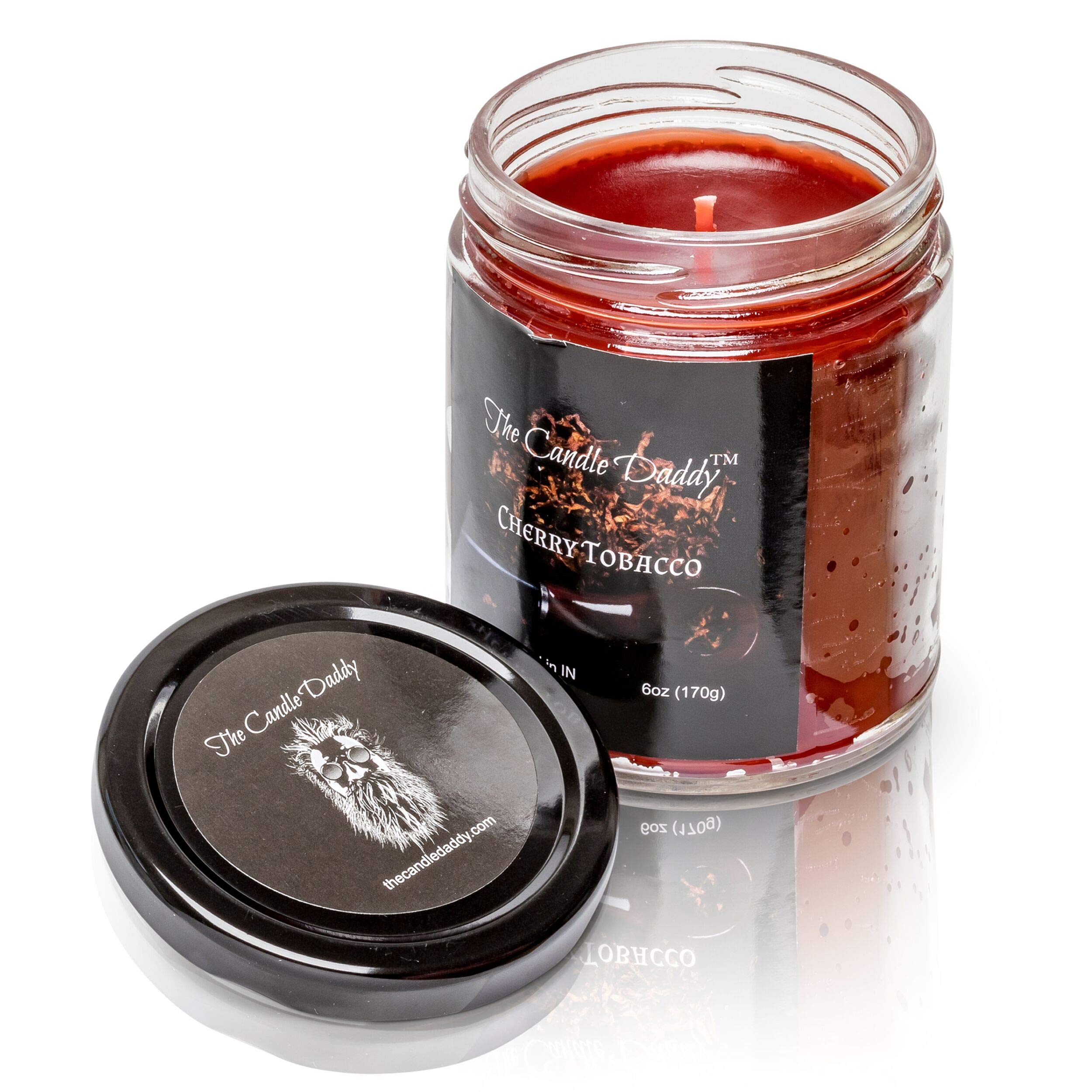 Cherry Tobacco Scented Candle - 6oz Soy Wax Jar Candle for Home, Office & Relaxation - Long Lasting Fragrance for Aromatherapy & Stress Relief