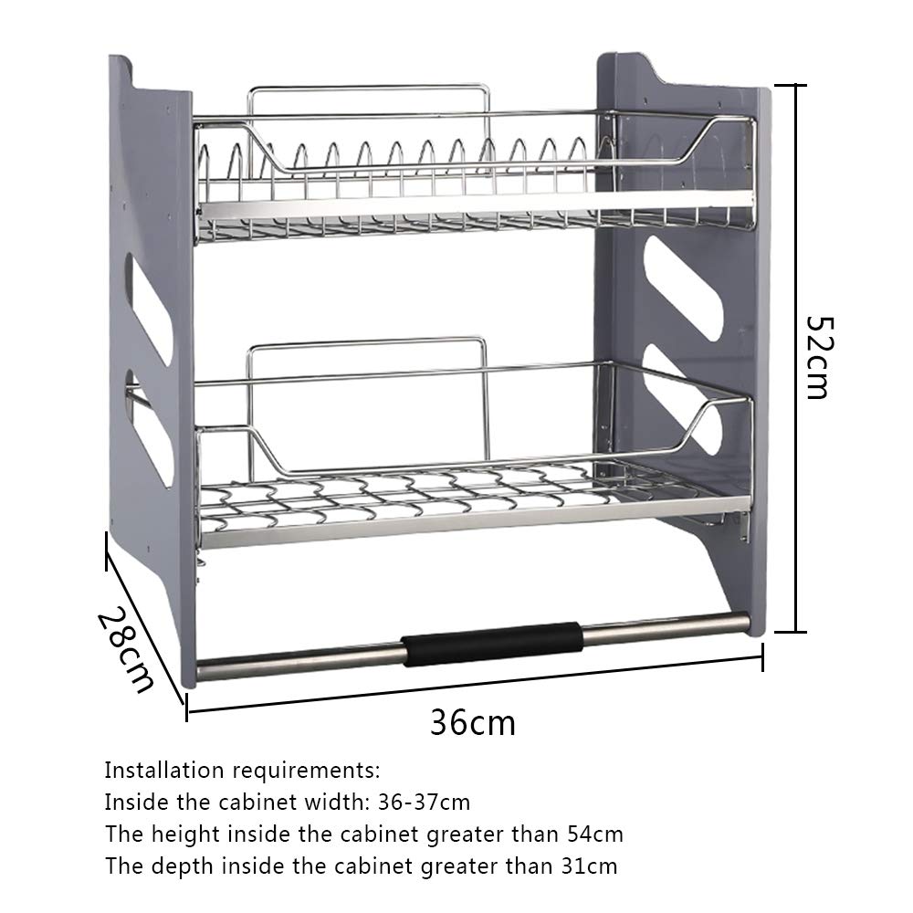 304 Stainless Steel Pull-Down Cabinet Lift Basket with Damping - Kitchen Storage Organizer for Spices, Utensils & Small Appliances | Space-Saving Under Cabinet Rack for Easy Access