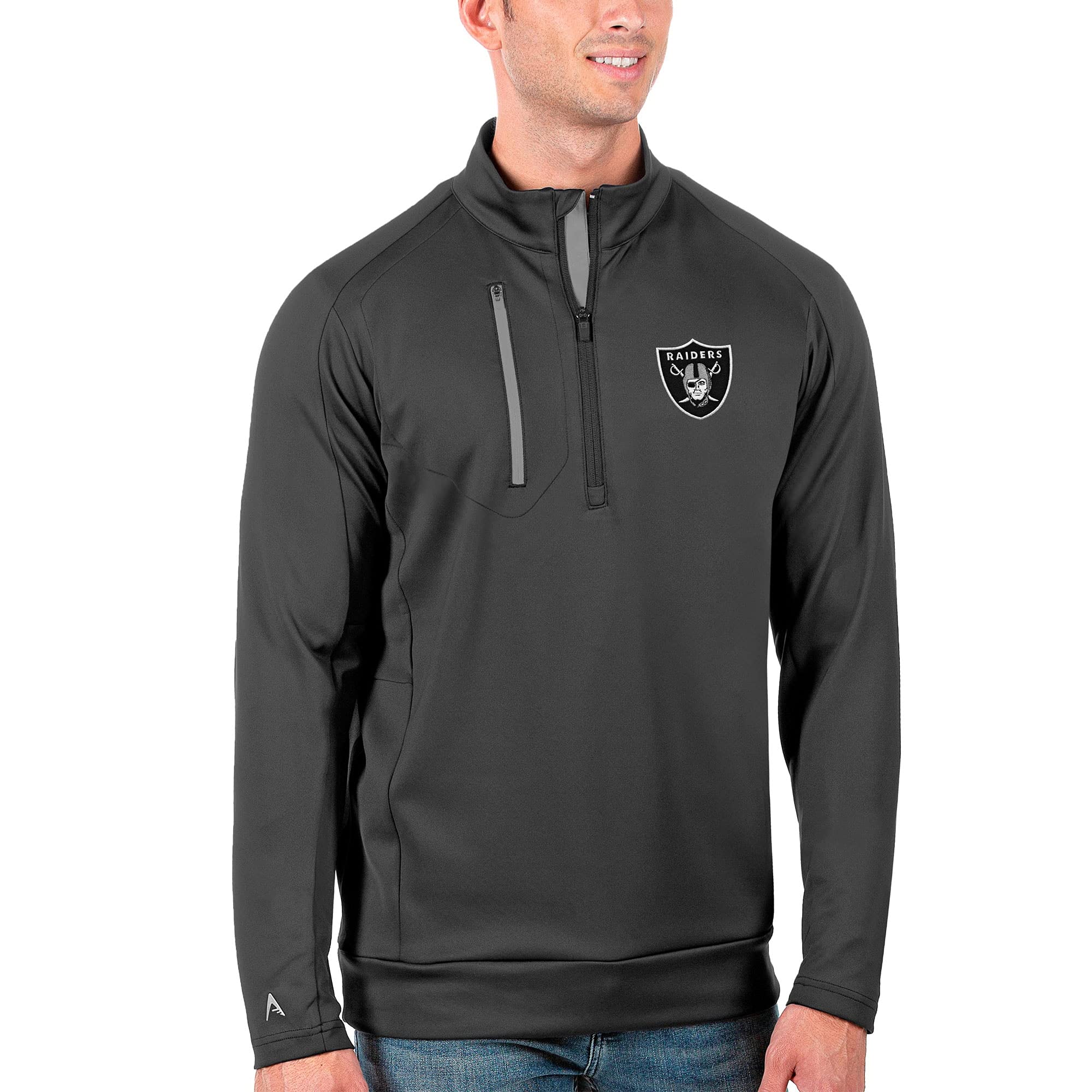 Antigua Men's Miami Dolphins Quarter-Zip Pullover Jacket - Orange & Charcoal NFL Fan Gear for Game Day & Outdoor Activities