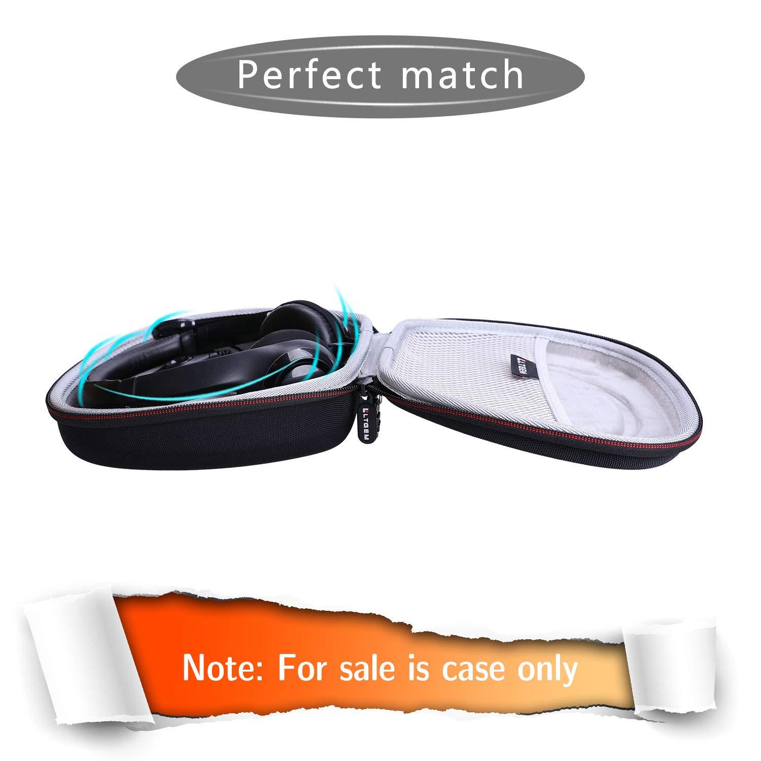 LTGEM Hard Protective Headphone Case for Logitech H390 H430 H570e Zone 300 301 & JLab Go Work JIAMQISHI EAGLEND Headsets - Durable Black Grey Storage Box for Travel Office Home Use