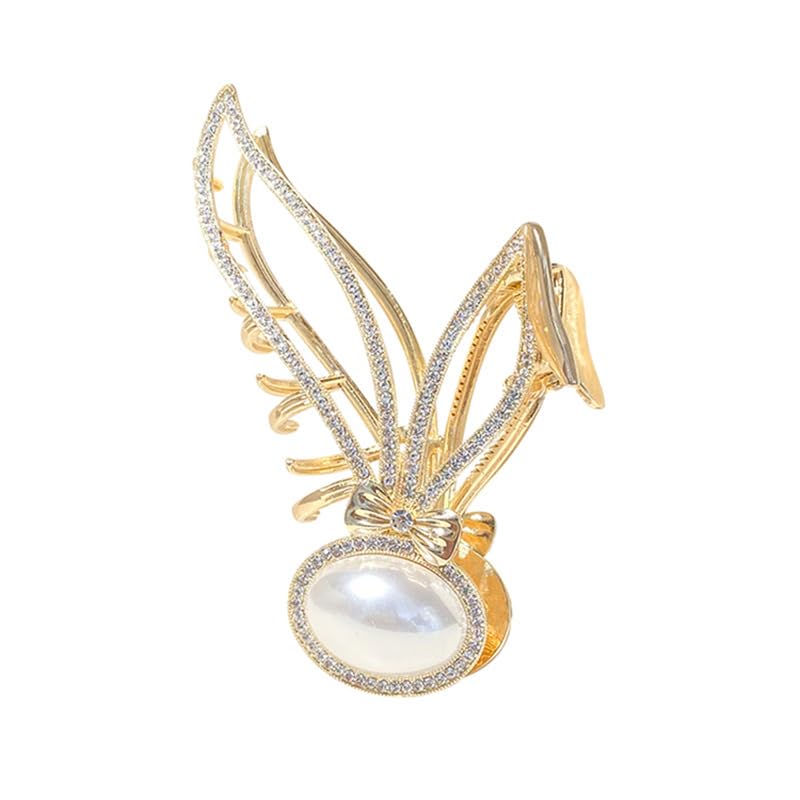 Samyak Rhinestone Hair Claw Clip - Elegant Rabbit Pearl Hair Clips for Women & Girls | Perfect for Weddings, Parties & Everyday Styling