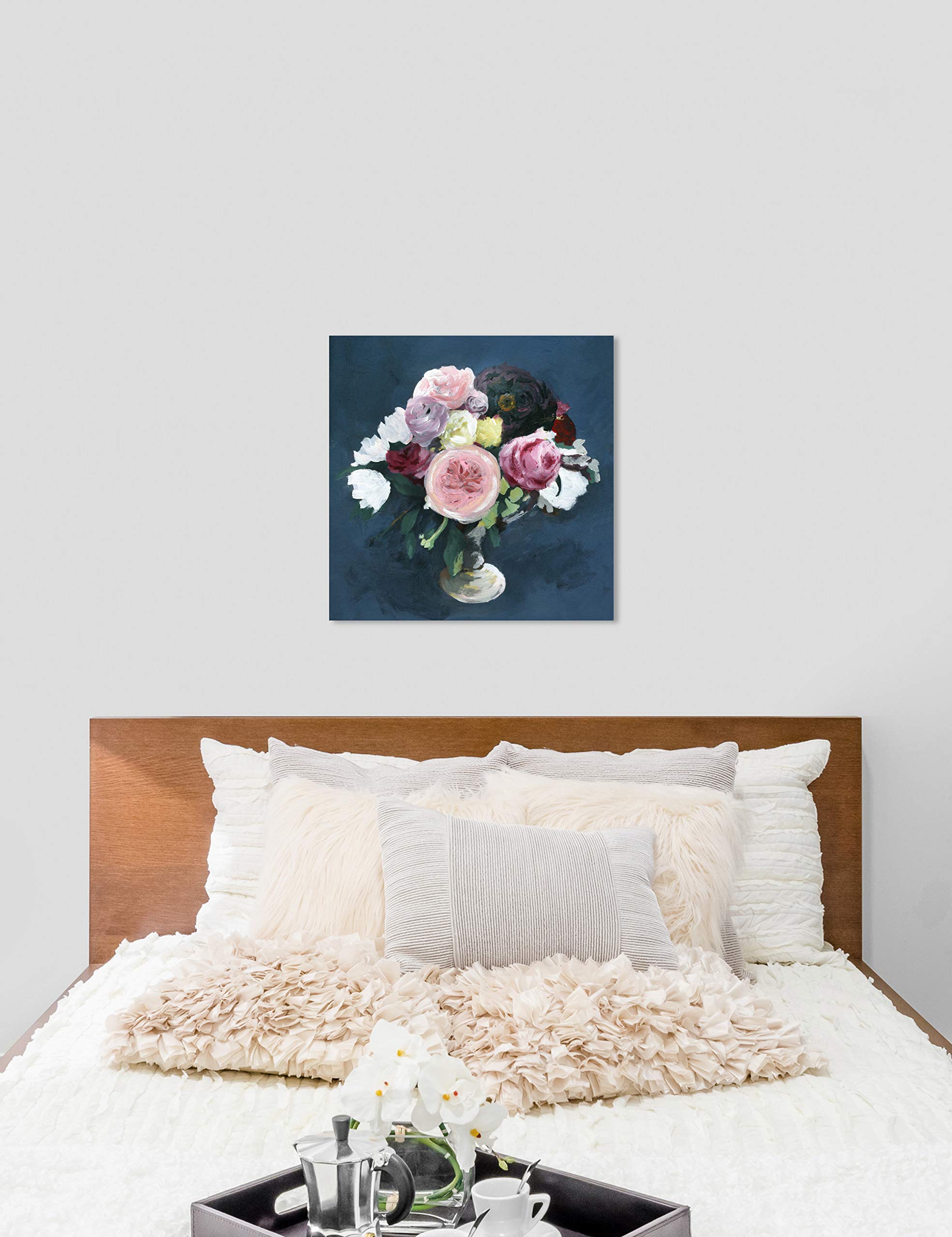Oliver Gal Artist Co. Floral Wall Art Canvas Print - Night Bouquet Home Decor, 30x30 Inches, Pink & Blue - Perfect for Living Room, Bedroom & Office Wall Decor
