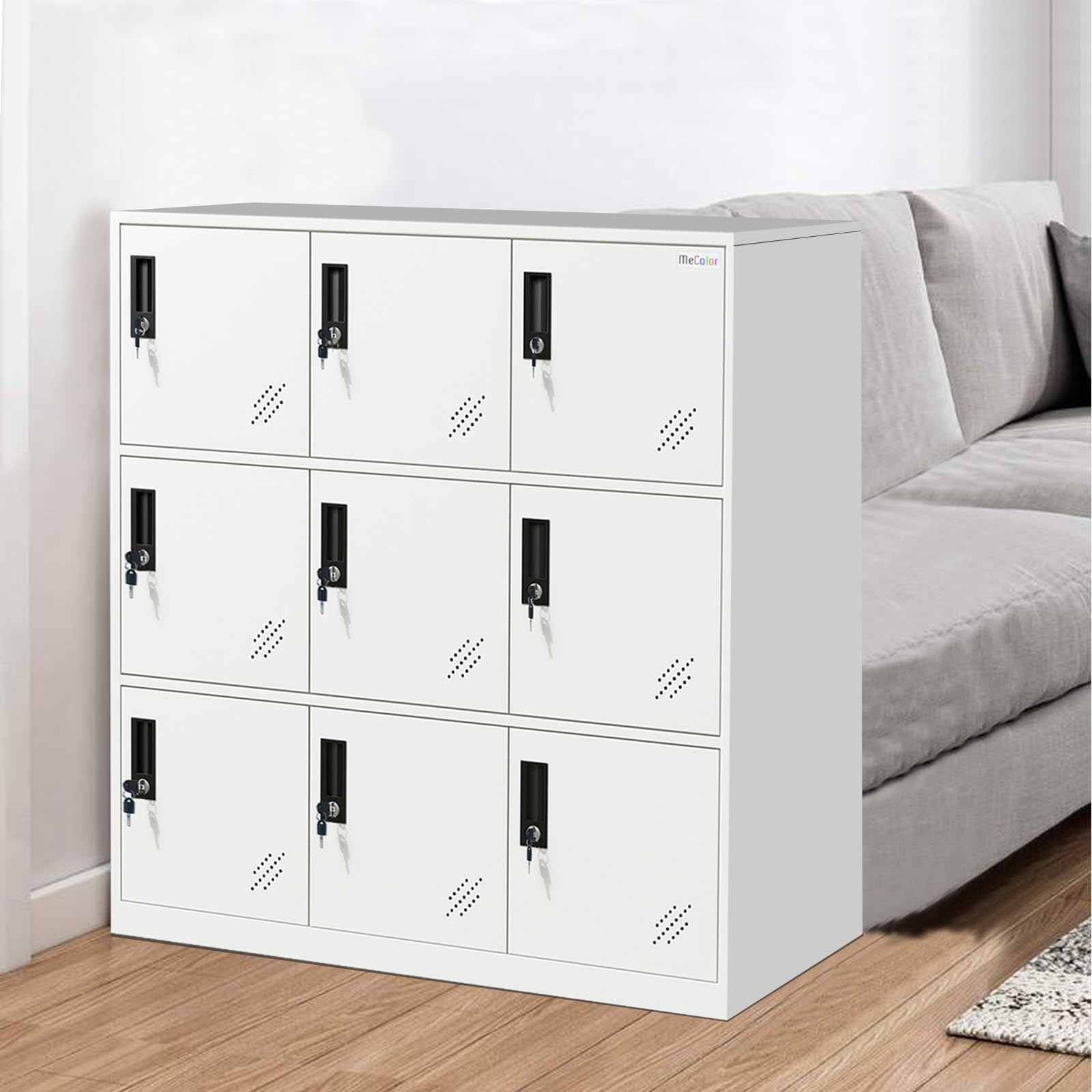 Steel Office Locker Cabinet with Keys - School & Home Storage Organizer for Clothes, Toys & Supplies | Durable Metal Locker for Living Room, Bedroom, Kids Room (9D) - Perfect for Home, Office & Classroom Organization