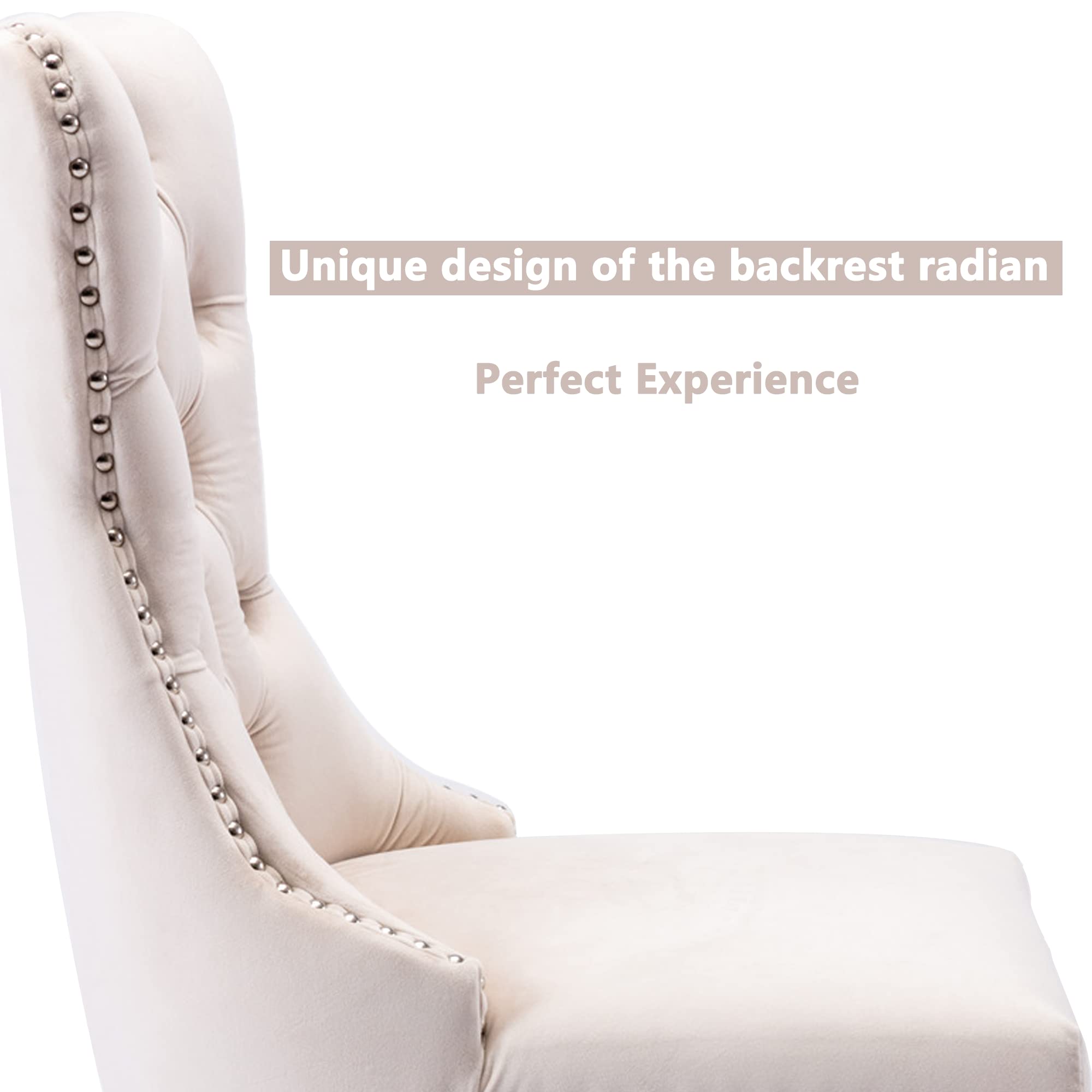 Virabit Upholstered Dining Chairs Set of 4 - Velvet Tufted Accent Chairs with Nailhead Trim & Solid Wood Frame - Modern Kitchen, Dining Room & Bedroom Seating (Beige) | Perfect for Home Decor, Dinner Parties & Cozy Reading Nooks