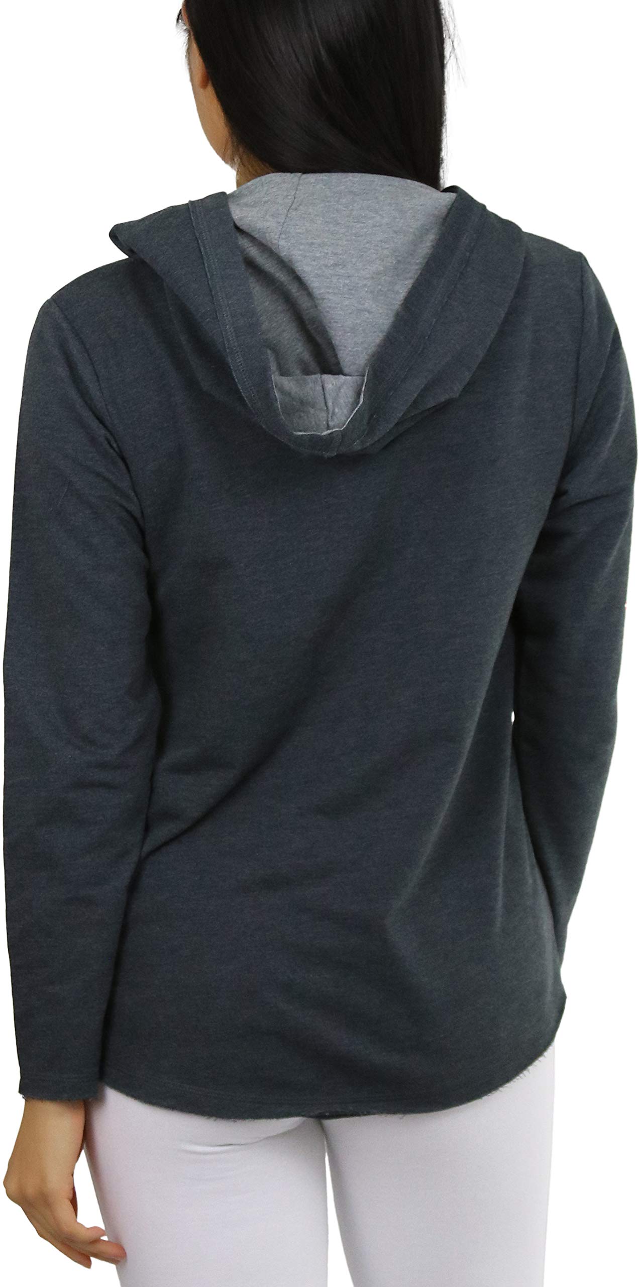 ToBeInStyle Women's Cotton Long Sleeve V-Neck Raw Edge Relaxed Fit Hoodie | Casual Loungewear & Streetwear for Everyday Comfort