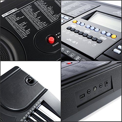 61-Key Electronic Keyboard Set with Headphones, Microphone, Stand, Stool & Power Adapter - Complete Beginner Piano Kit for Home, Studio & Classroom Learning (Black)