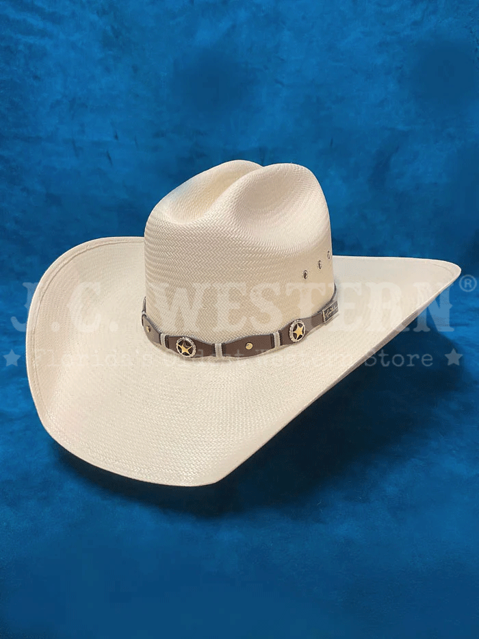 Larry Mahan MS2442OPLX 10X OPLIN Straw Cowboy Hat Ivory - Western Style Hat for Men & Women - Perfect for Rodeo, Country Music Festivals & Outdoor Adventures