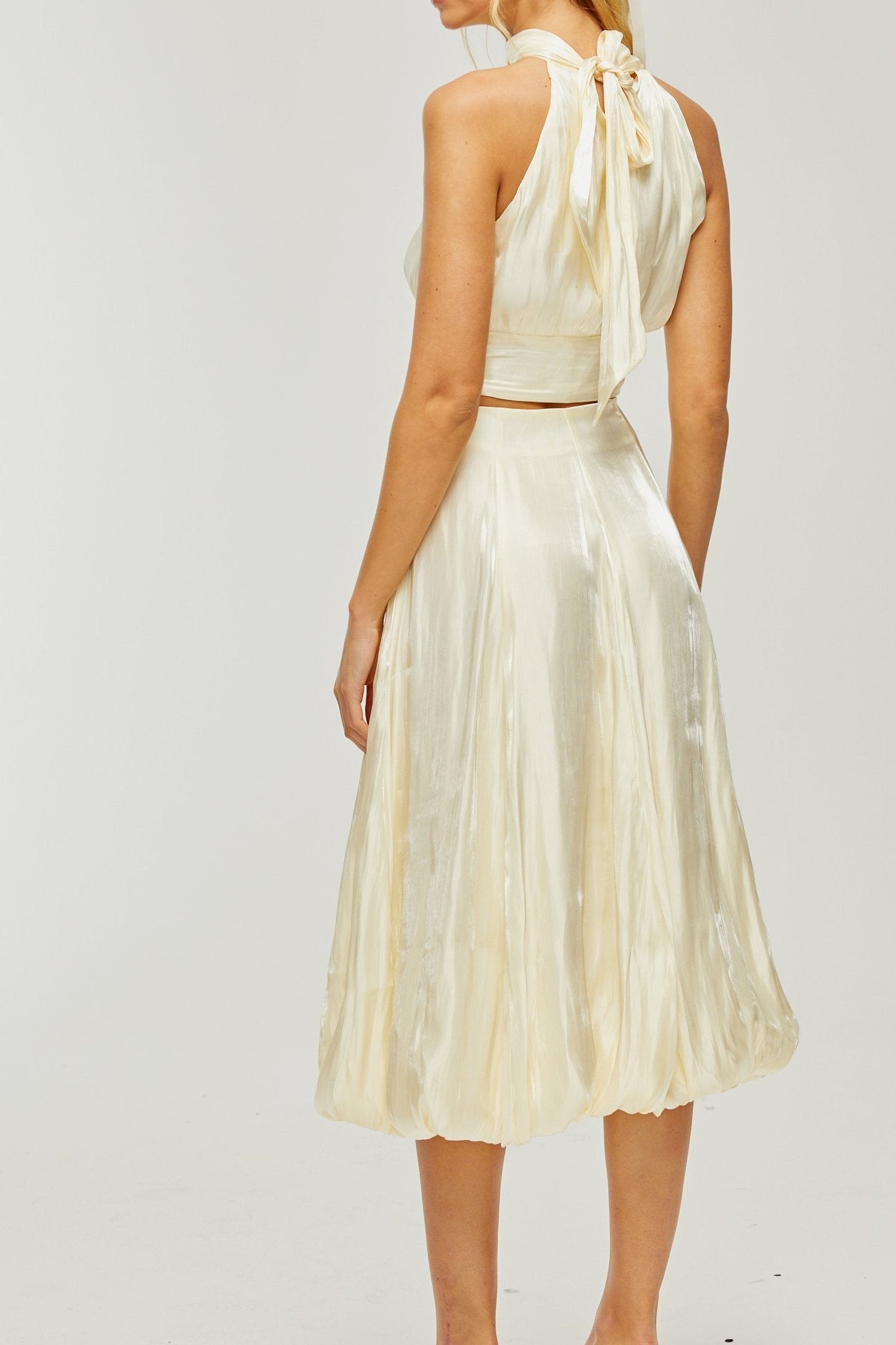 Céline White Pleated Top & Skirt Matching Set - Elegant Women's Outfit for Parties, Weddings & Special Occasions