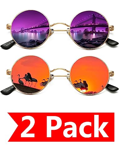 2 Pack (Gold/Purple Mirrored + Gold/Red Mirrored)
