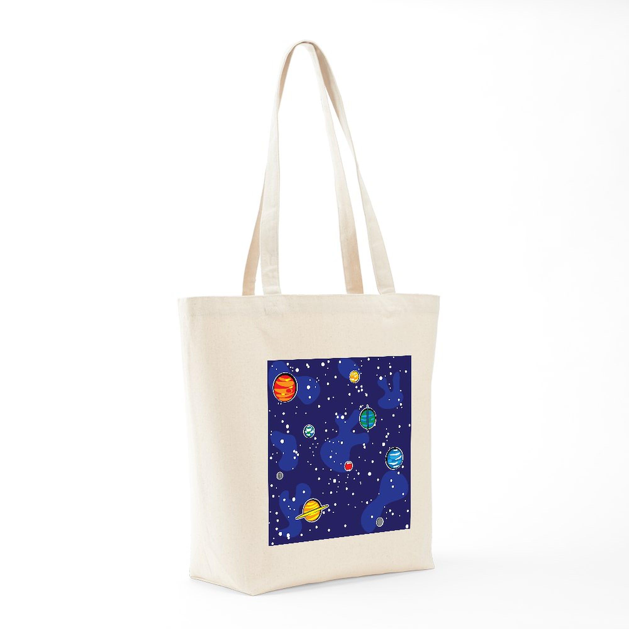 Solar System Tote Bag - Eco-Friendly Natural Canvas Reusable Shopping Bag - Perfect for Groceries, Beach Trips & Space Enthusiasts