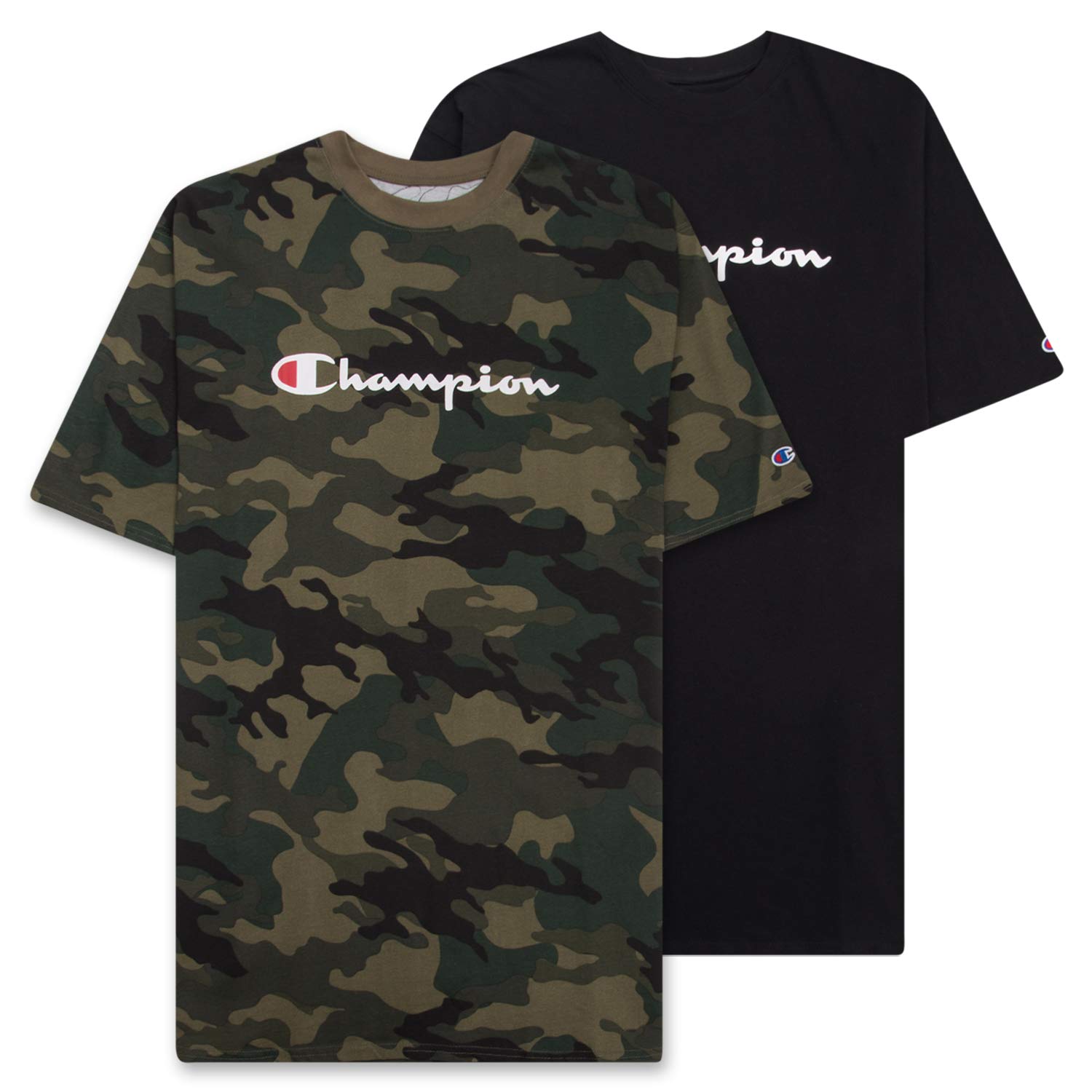 Champion Big and Tall T-Shirts for Men - 2 Pack Graphic Tees (Comfortable Cotton Crewneck Shirts) - Perfect for Casual Wear, Gym, and Everyday Outfits