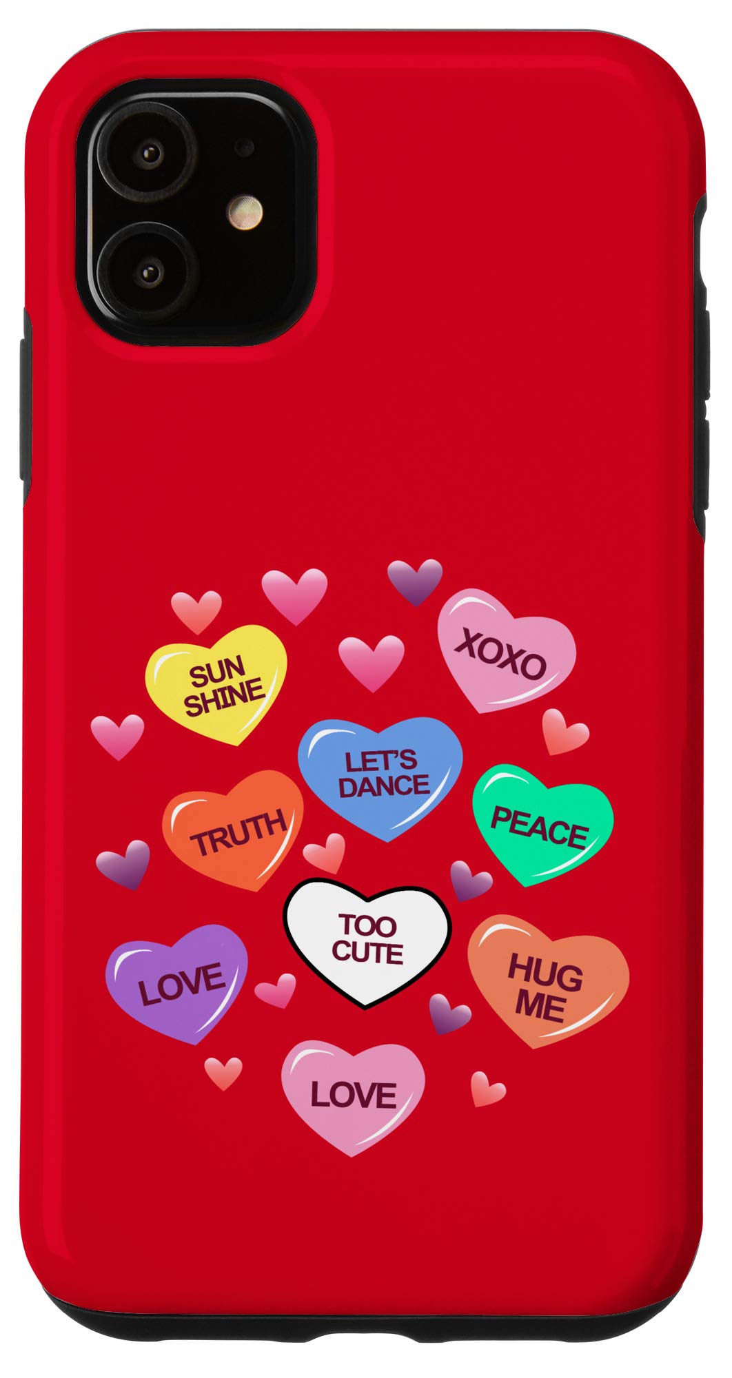 Valentine's Day iPhone 11 Case - Candy Heart Design for Men, Women & Kids - Perfect Gift for Valentine's Day, Anniversary & Romantic Occasions