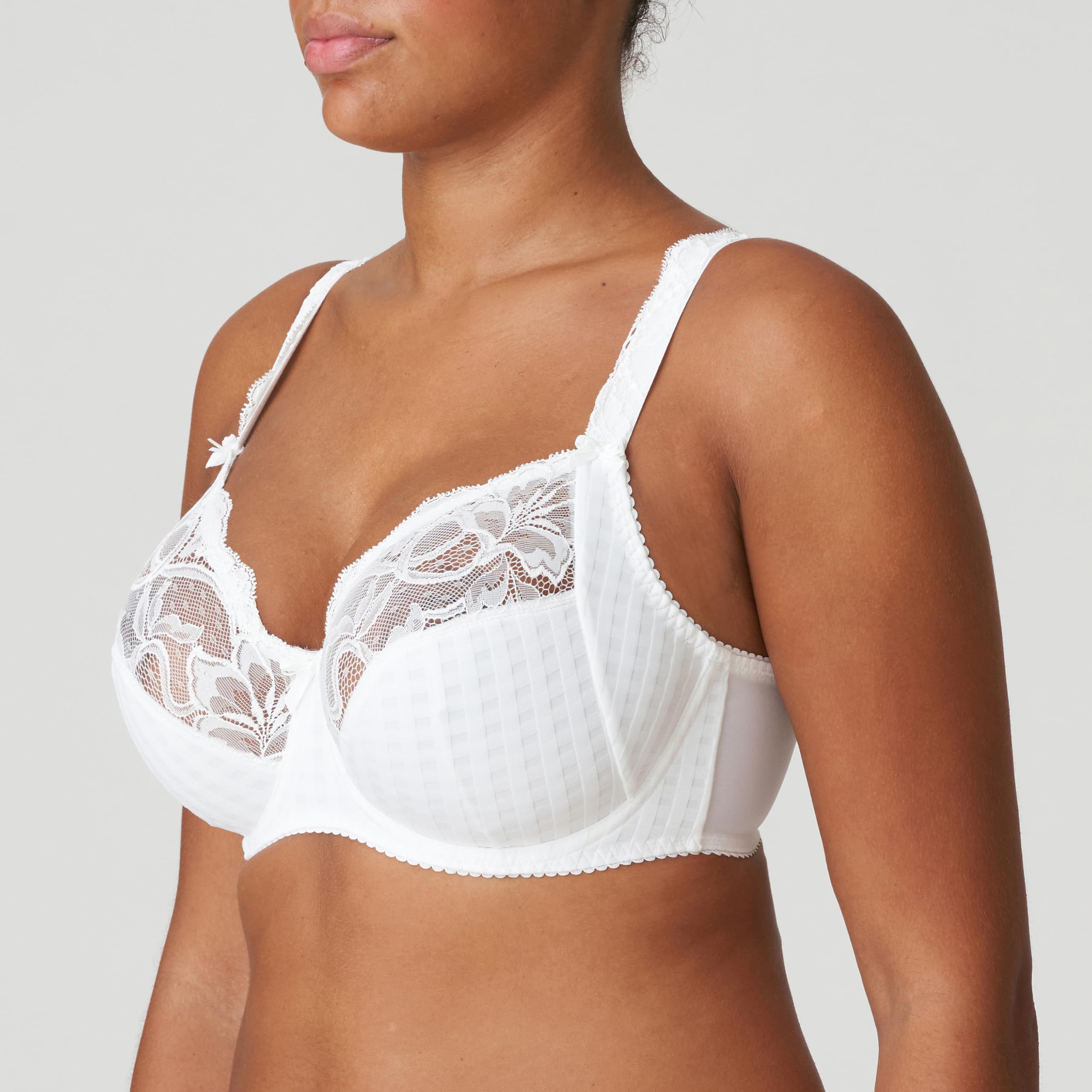 PrimaDonna Madison Full Coverage Side Support Bra 34F - White | Comfortable Underwire Bra for Plus Size Women | Perfect for Everyday Wear & Special Occasions