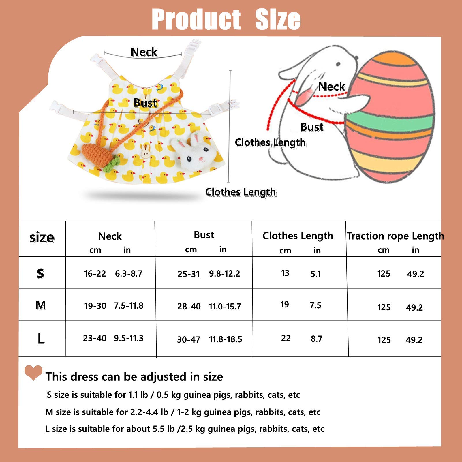 Cute Guinea Pig Clothes & Bunny Ferret Outfits with Rabbit Harness Leash Set - Mini Hat, Bag & Brooch Accessories for Small Pets | Perfect for Photo Shoots, Pet Parties & Daily Walks