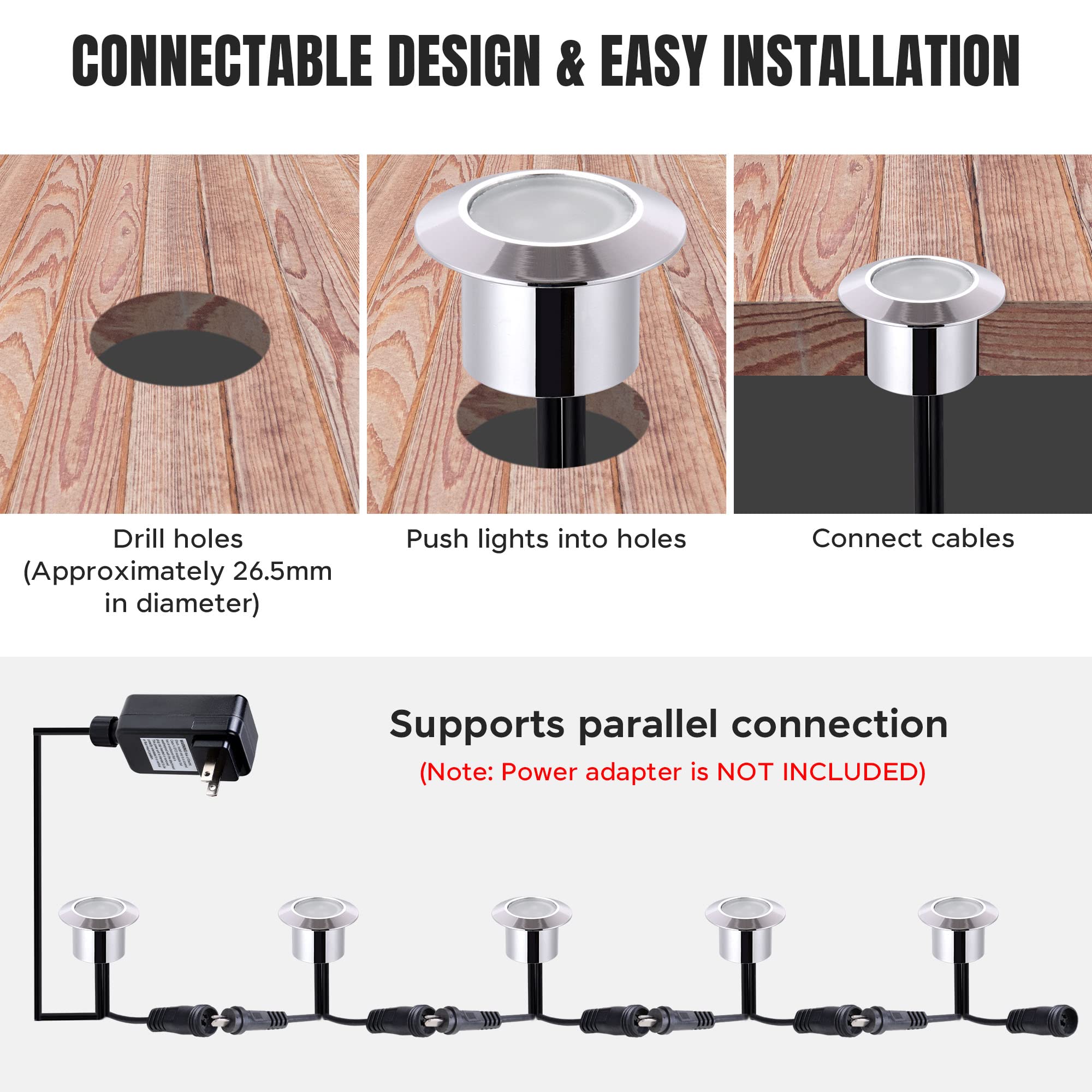 Yescom 10 Pack Solar Deck Lights, Outdoor Waterproof Step Stair Lighting, Warm White LED Garden Lights for Patio, Pathway, Yard, and Stairs – IP65 Weatherproof for Romantic Decoration & Safety