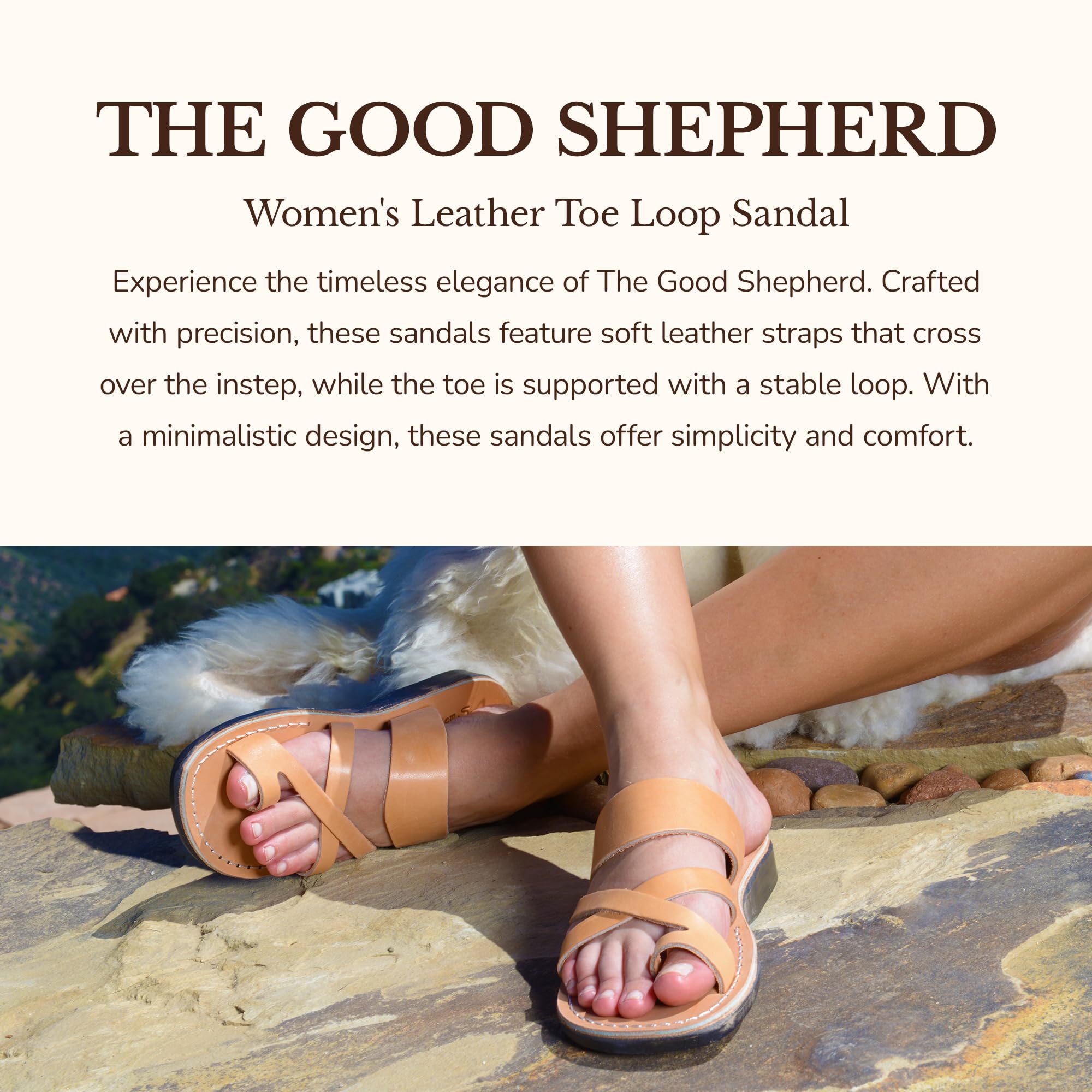 The Good Shepherd - Women's Leather Toe Loop Sandals | Comfortable & Stylish Summer Footwear for Beach, Travel & Casual Outings