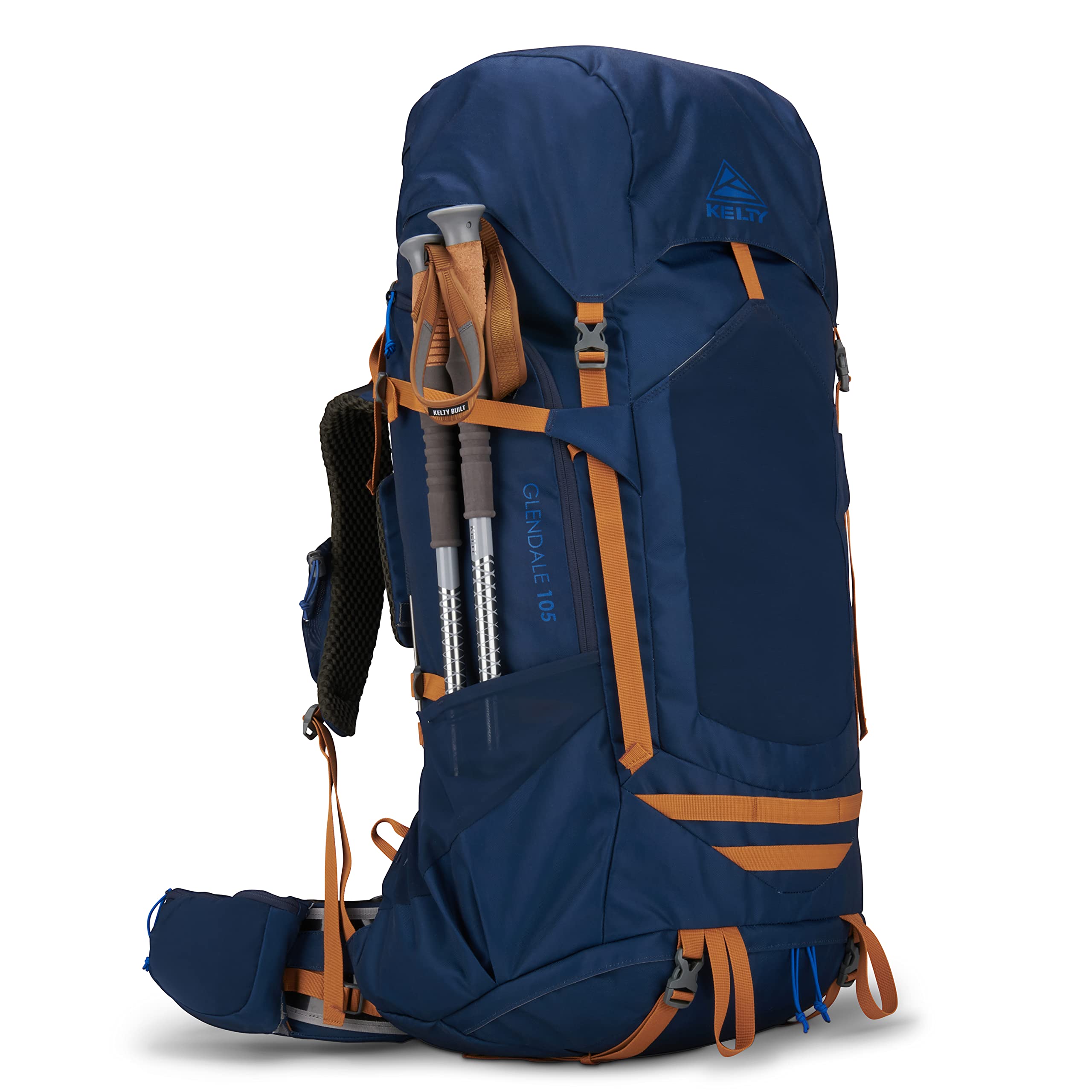 Kelty Glendale 105L Hiking Backpack - Lightweight Camping Backpack for Men & Women, Durable Travel Backpack with Adjustable Straps (Blue/Cathay Spice) - Perfect for Backpacking, Trekking & Outdoor Adventures