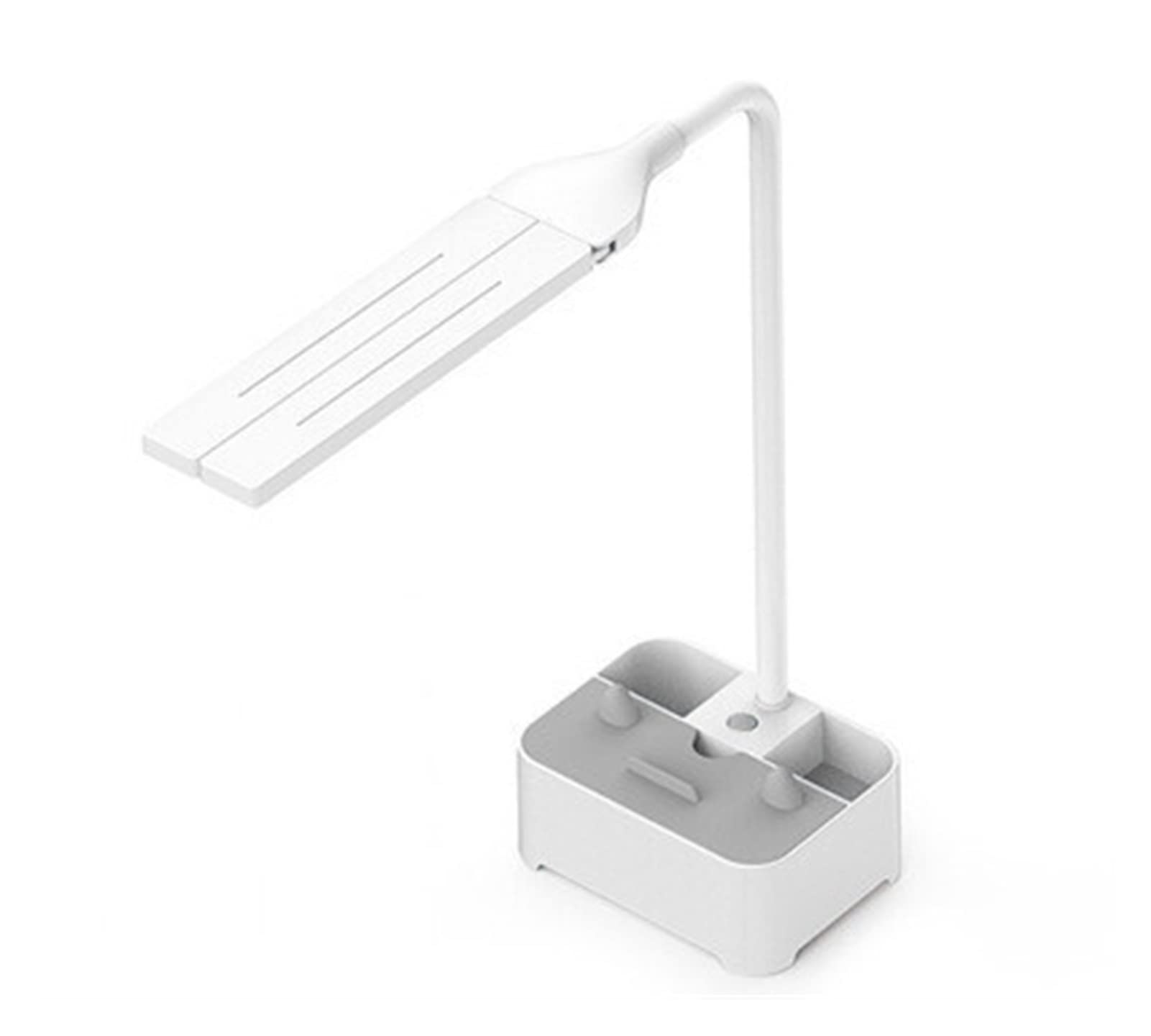 JXYANSHE LED Desk Lamp with USB Rechargeable Battery, Touch Dimmable, Flexible Neck, Built-in Pen Holder - Eye Protection Study Lamp for Bedroom, Office & Reading (White) | Perfect for Night Reading, Homework & Workspace Lighting
