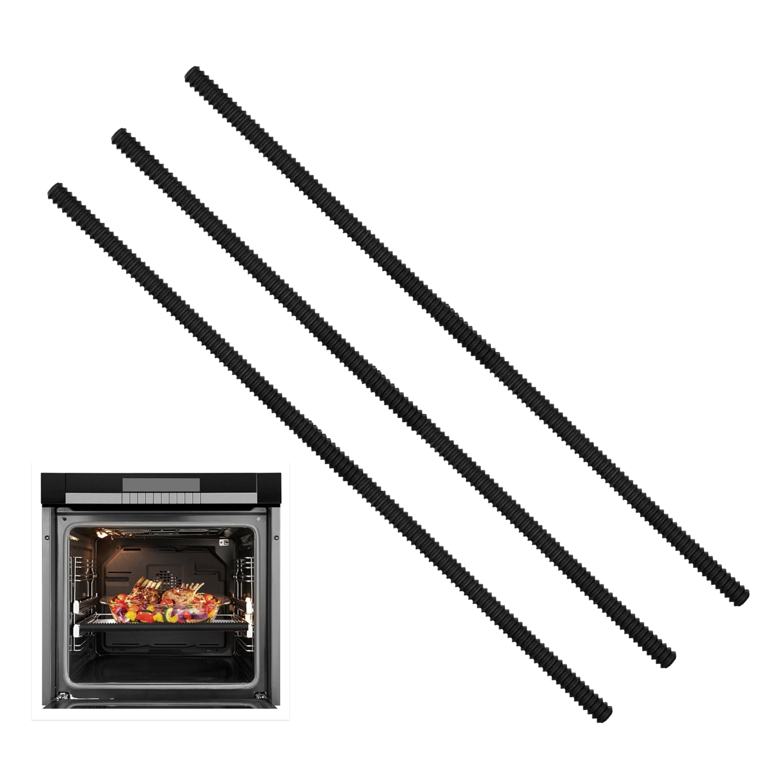 Extra Long 22 Inch Silicone Oven Rack Cover – Heat Resistant Oven Rack Guards & Edge Protector – BPA & PFOA Free – Fits All Standard Ovens – Prevents Burns & Scars – Black – Perfect for Baking, Roasting & Kitchen Safety