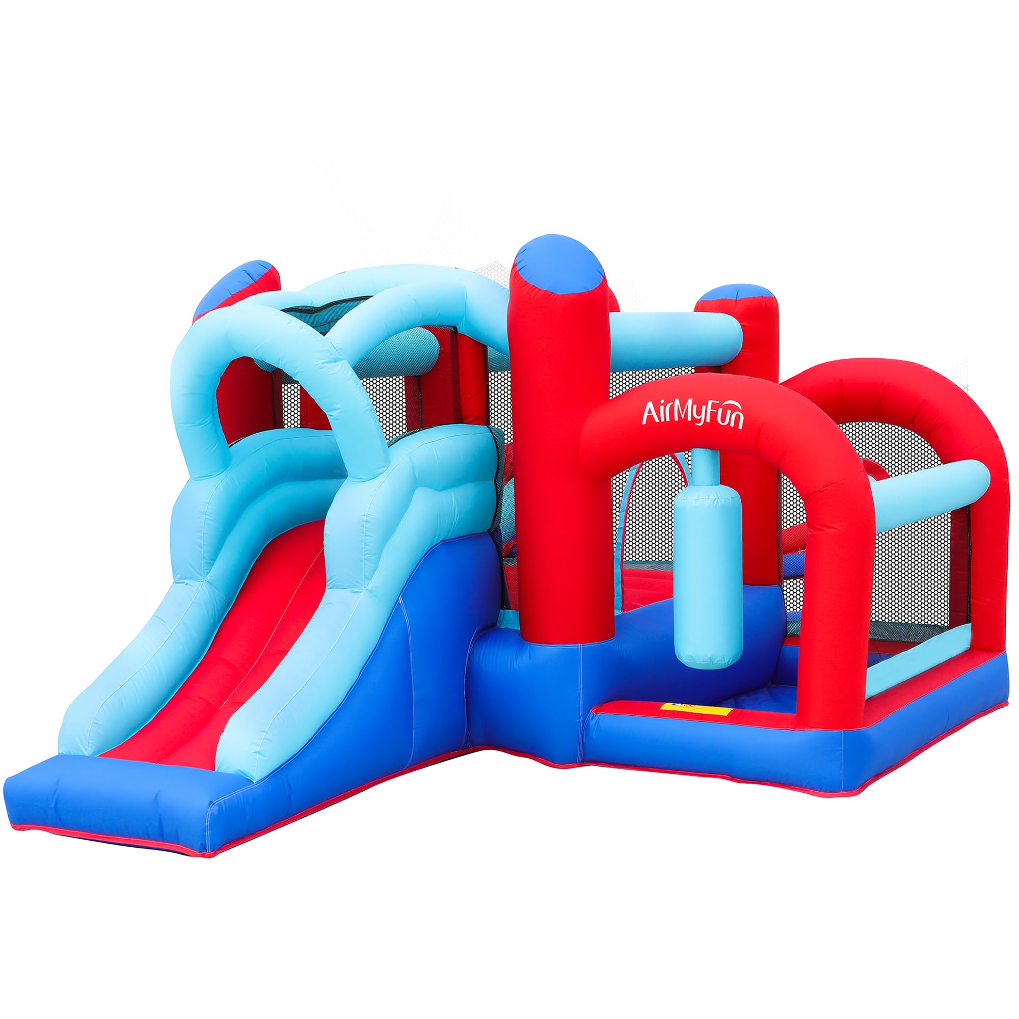 AirMyFun Inflatable Bounce House with Slide & Ball Pit - Indoor/Outdoor Kids Bouncer Castle for Birthday Parties, Backyard Fun, and Family Gatherings - Includes Basketball Hoop, Target Balls & Boxing Gloves