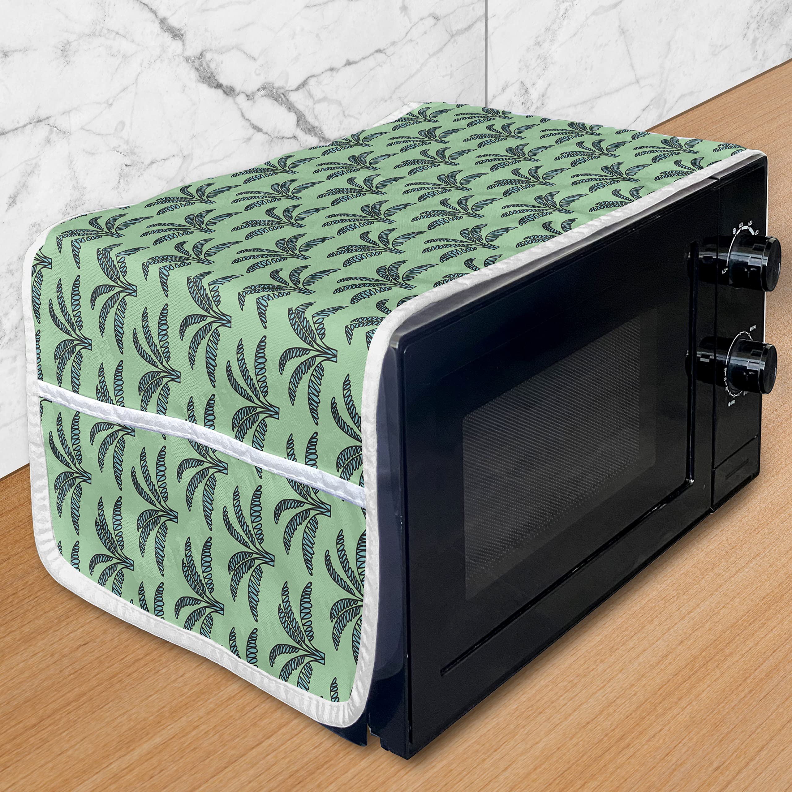 Ambesonne Waterproof Microwave Cover - Tropical Coconut Palm Tree Design, 36