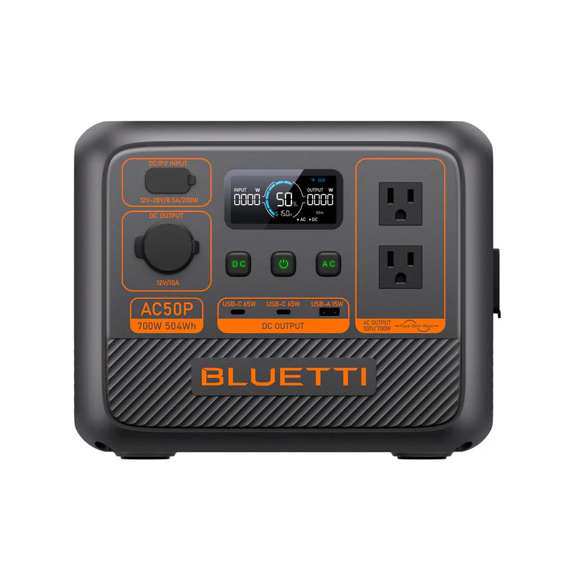 BLUETTI AC50P 700W 504Wh Portable Power Station - Solar Generator for Camping, RV, Emergencies & Outdoor Adventures | Rechargeable Lithium Battery Backup Power Supply