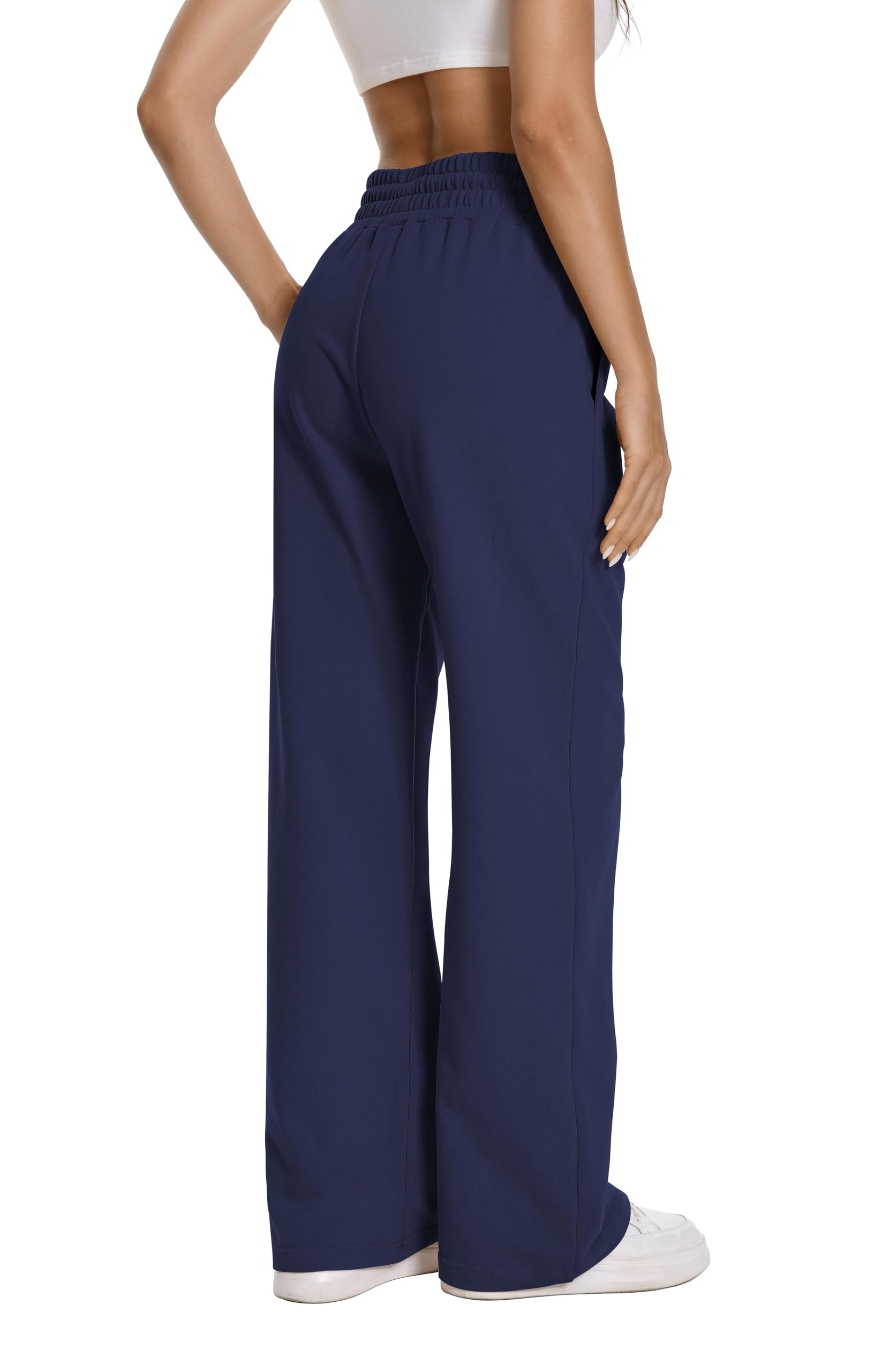 Women's High Waisted Sweatpants with Drawstring & Hidden Side Pockets - Straight Leg Casual Pants 30'' Inseam - Perfect for Yoga, Lounge & Running Errands