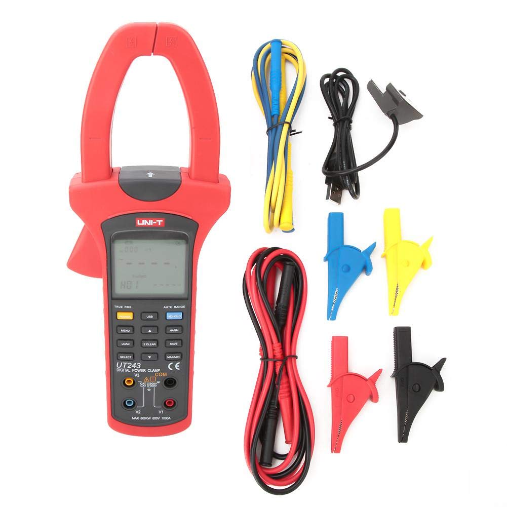 UT243 Auto-Ranging Digital Clamp Meter Multimeter - True RMS AC/DC Current Voltage Tester with LCD Backlight (1-9999 kWh) - Perfect for HVAC, Electrical Maintenance & Home DIY Projects