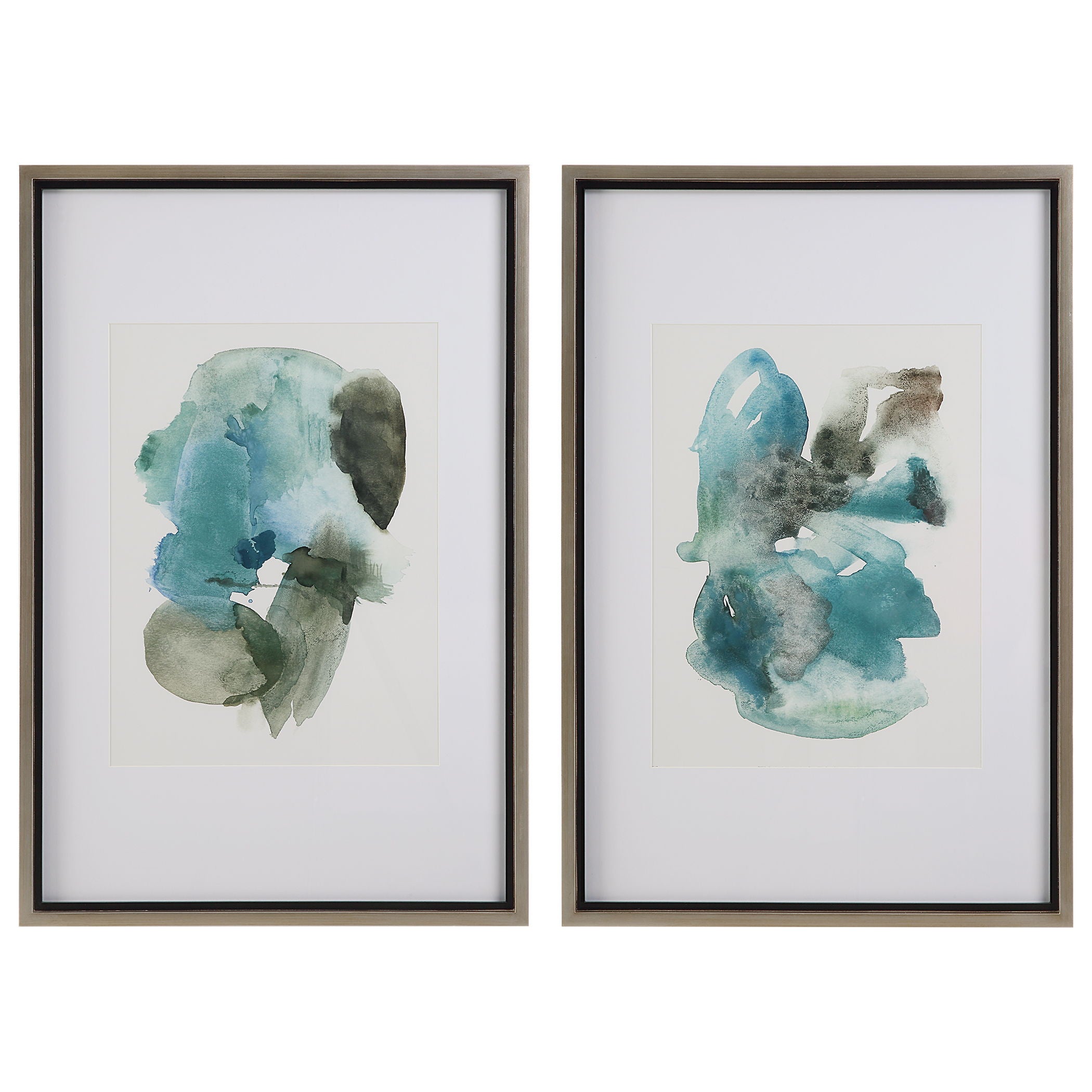 Blue Watercolor Art Prints - Set of 2 Light Blue Wall Decor for Living Room, Bedroom & Office | Modern Abstract Paintings for Home Decor