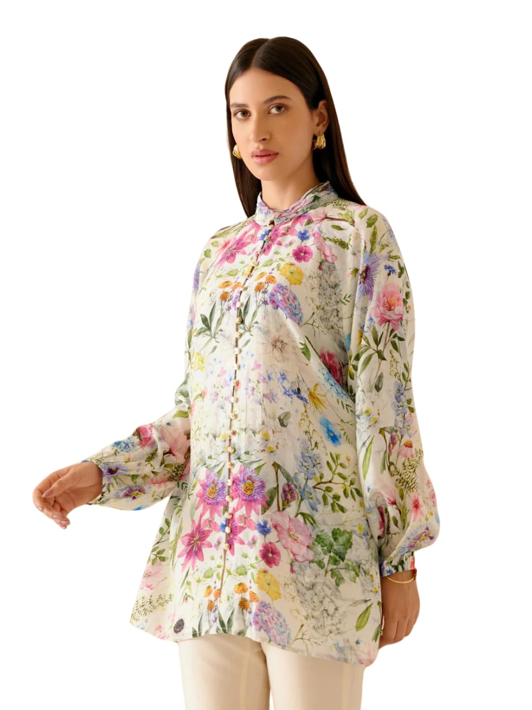 NAINVISH Women's Regular Fit Printed Shirt Top | Stylish Cotton Blend Blouse for Office & Casual Wear | Trendy Women's Tops for Work, Outings & Everyday Fashion