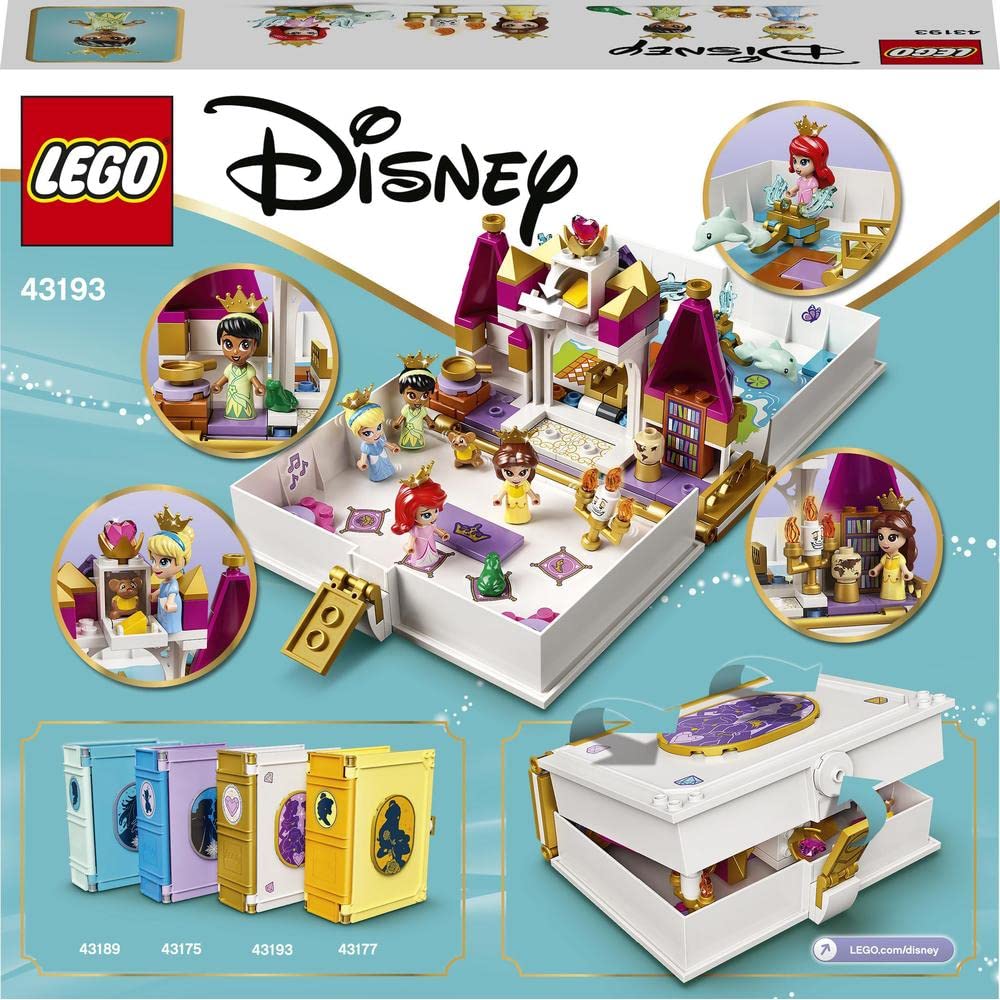 LEGO 43193 Disney Princess Storybook Adventures Building Kit with Ariel, Belle, Cinderella & Tiana - Creative Play Set for Kids Birthday Gifts & Disney Collectors