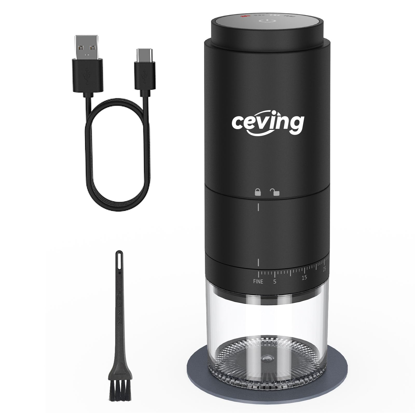 Rechargeable Portable Burr Coffee Grinder with 38 Adjustable Settings - LED Display, Quiet Cordless Coffee Bean Mill for Espresso, Pour Over, French Press - Perfect for Travel, Camping & Home Use