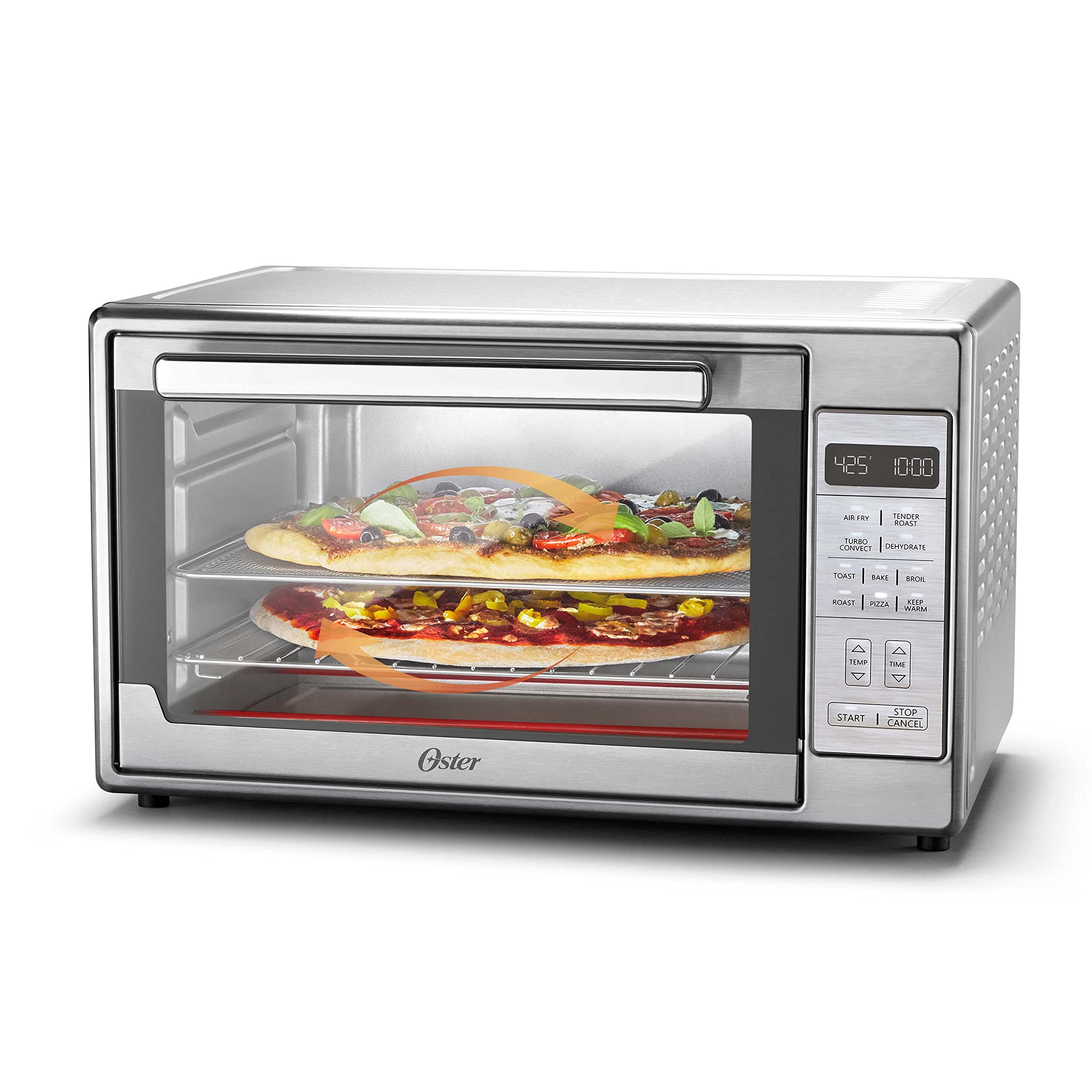Oster Extra-Large 10-in-1 Air Fryer Oven with 12QT Capacity - Stainless Steel Countertop Convection Toaster Oven - Bake, Roast, Broil, Dehydrate - Fits 2 Large Pizzas - Perfect for Holiday Hosting, Family Dinners & Meal Prep
