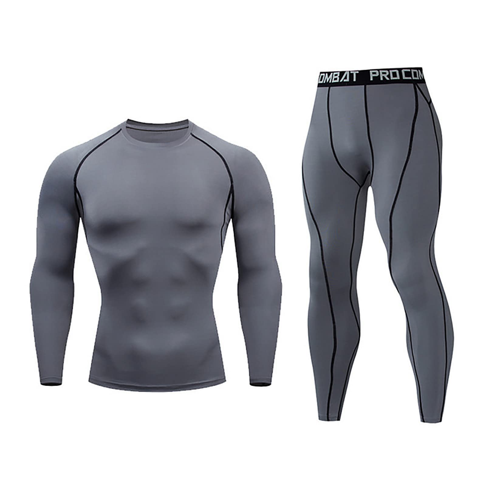 Men's Workout Clothes Set - Gym & Running Compression Long Sleeve Top + Pants for Fitness Training, Outdoor Sports & Active Lifestyle