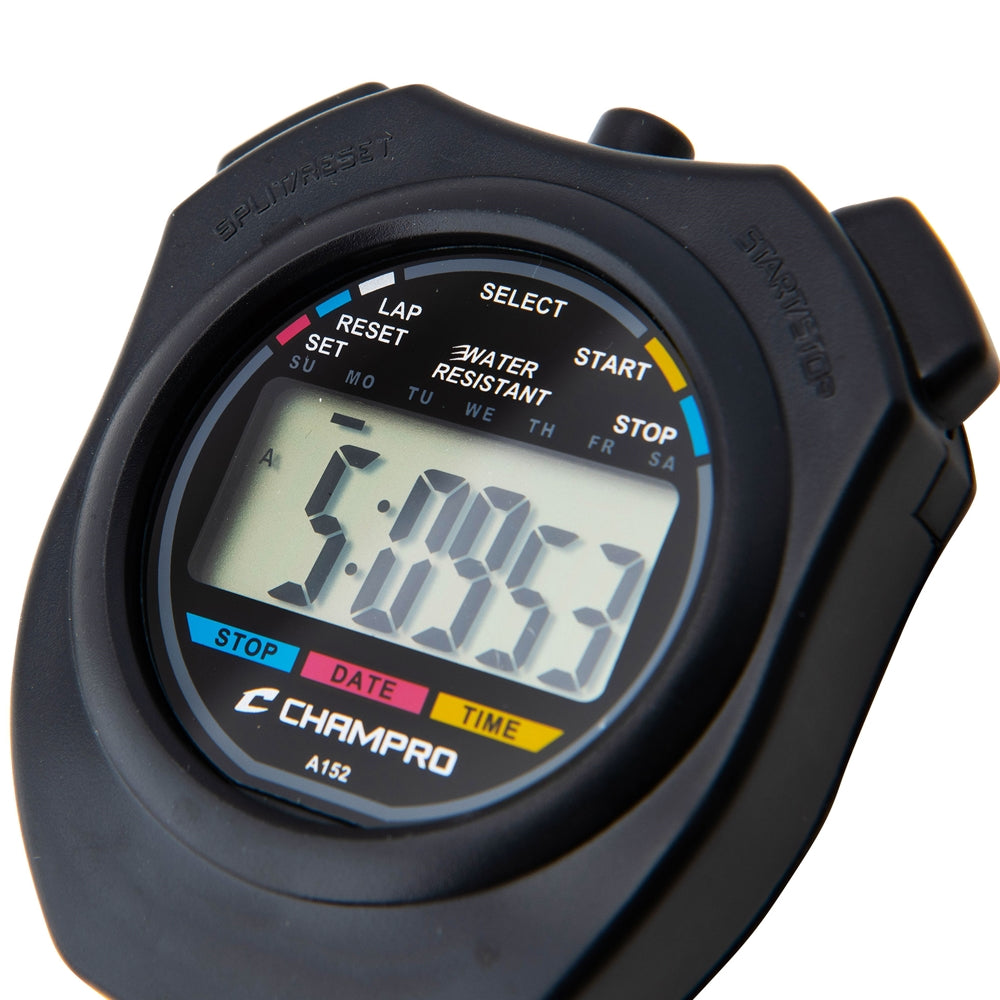 Champro Water Resistant Stopwatch - Digital Sports Timer with Lap Memory for Swimming, Running, Track & Field Training - Ideal for Coaches and Athletes