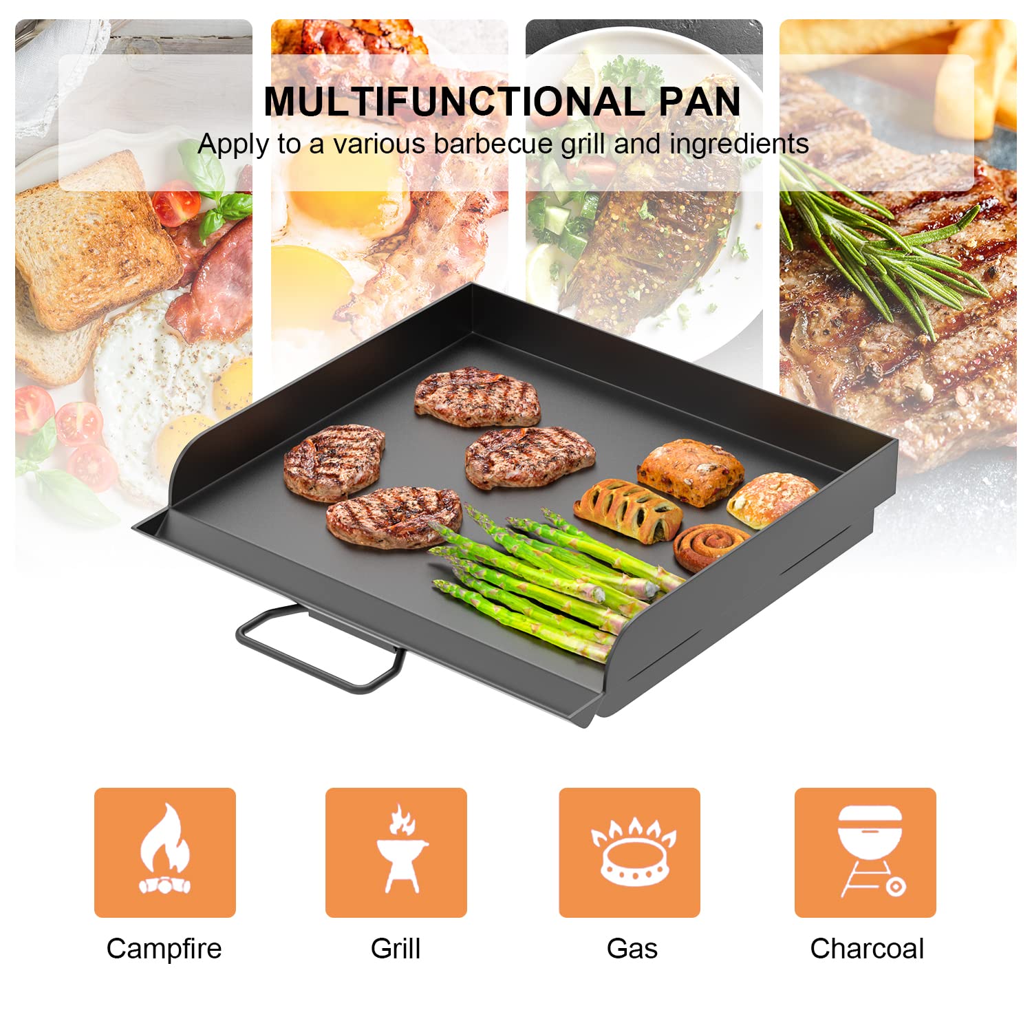 AJinTeby 14 x 16 Inch Professional Flat Top Griddle Plate for Camp Chef EX60LW EX60P EX60FP - Heavy Duty Stainless Steel Grill for Outdoor Cooking, Camping, Backyard BBQs & Tailgating Parties
