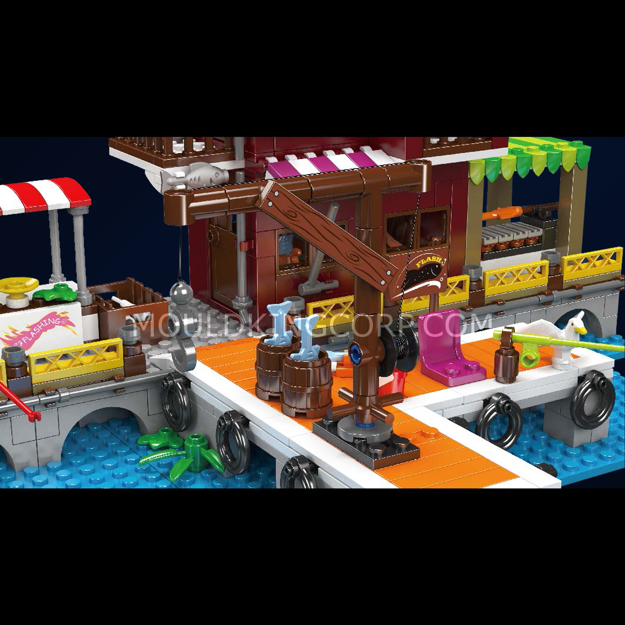 Mould King 10110 Fishing Dock Building Blocks Set - 800 Pieces Creative Construction Toy for Kids & Adults | Perfect for STEM Learning, Birthday Gifts & Family Bonding Activities