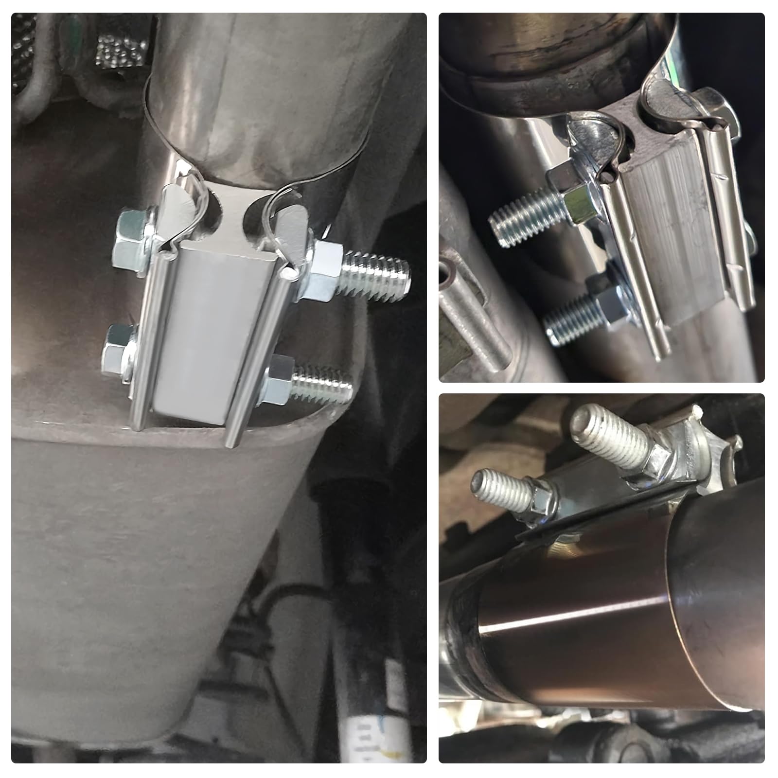 2.5 Inch Stainless Steel Exhaust Clamps (2 Pack) - Heavy Duty Lap Joint Band Clamps for Muffler & Exhaust Pipe Connections - Perfect for Automotive Repair & Custom Exhaust Systems