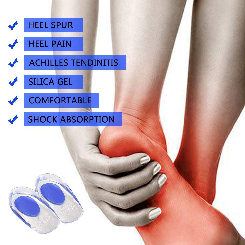 Clopic Silicone Gel Half Toe Sleeve & Heel Cups Pad - Anti-Slip Forefoot Soft Pads for Heel & Ankle Pain Relief, Cracked Heels Repair Combo (1 Toe Half + Heel Cups) - Ideal for Running, Walking & Everyday Comfort