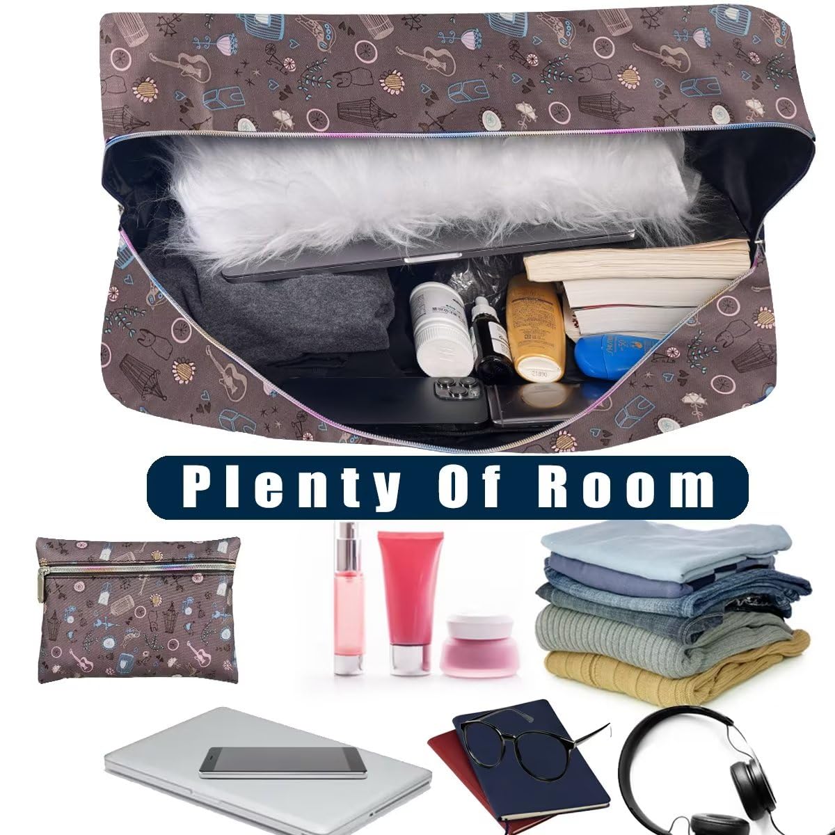 Women's Foldable Travel Duffel Bag - Large Nylon Weekender for Overnight Trips & Air Travel