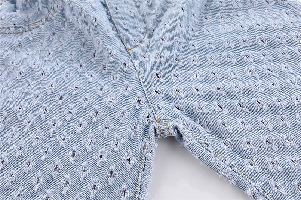 **Mud Kingdom Girls' Ripped Bermuda Jean Shorts with Eyelet Details | Trendy Distressed Denim Shorts for Toddlers & Kids | Perfect for Summer, Playdates & Casual Outings**