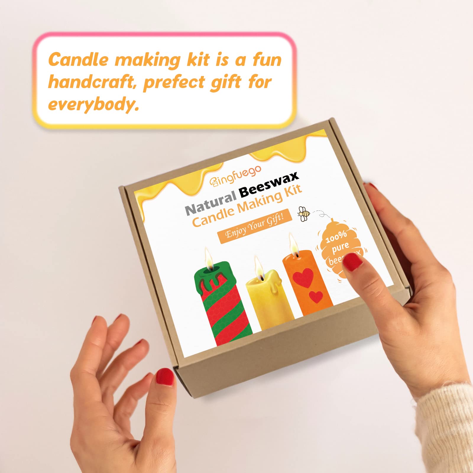Bingfuego Kids Beeswax Candle Making Kit - 12 Natural Beeswax Sheets for DIY Candle Rolling (8x8 Inch, Vibrant Colors) - Perfect for Birthday Gifts, Arts & Crafts, and Family Bonding Activities