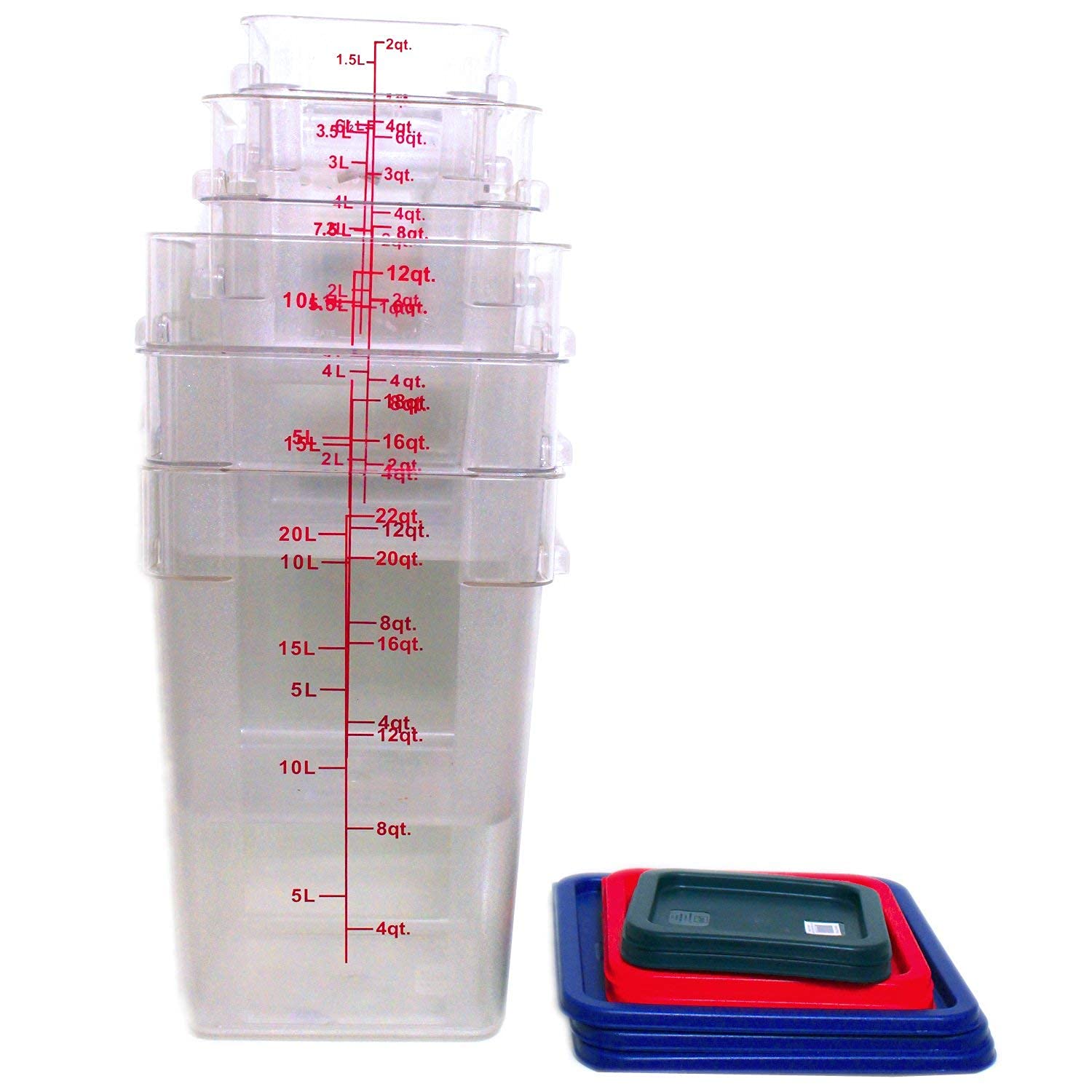 Premium Tiger Chef Square Polycarbonate Food Storage Containers with Lids - Commercial Grade Set (2-22 Quart, 14-Piece) - Ideal for Meal Prep, Restaurant Use & Bulk Food Storage