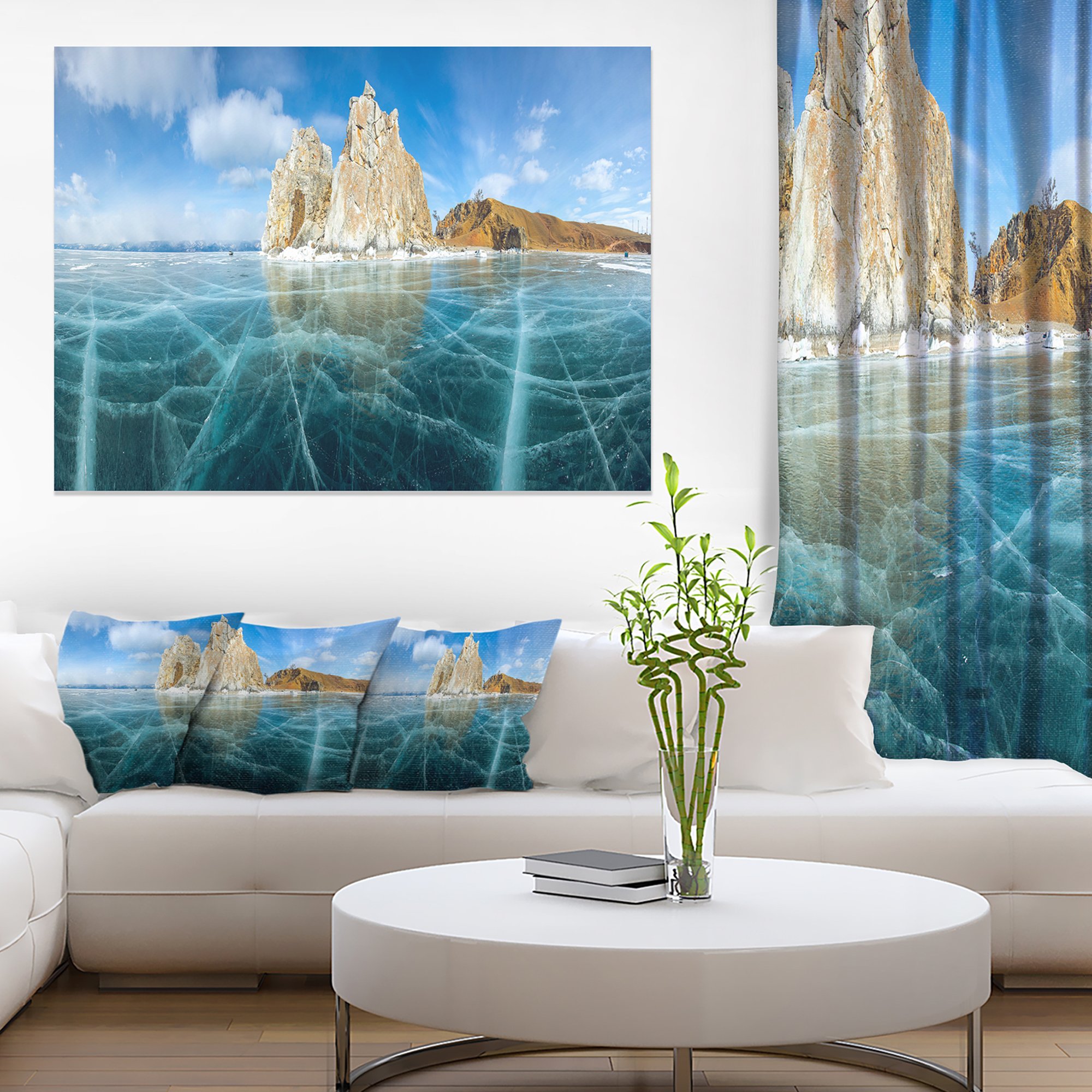 Stunning Lake Baikal Ice & Rocks Panoramic Canvas Print - Large Seascape Wall Art for Living Room, Office & Bedroom Decor