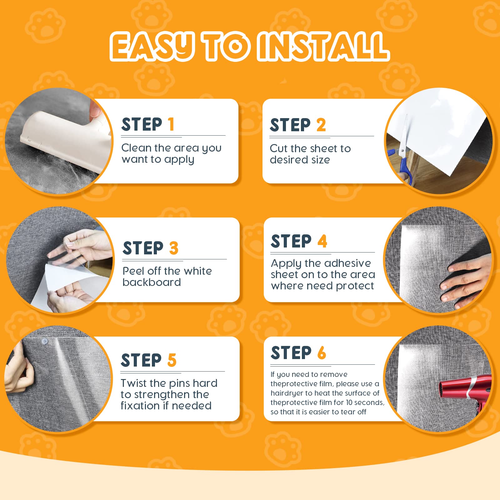 12 Pack Cat Scratch Furniture Protector - 60 Pins Anti-Scratch Deterrent for Sofa, Chairs, Doors (14