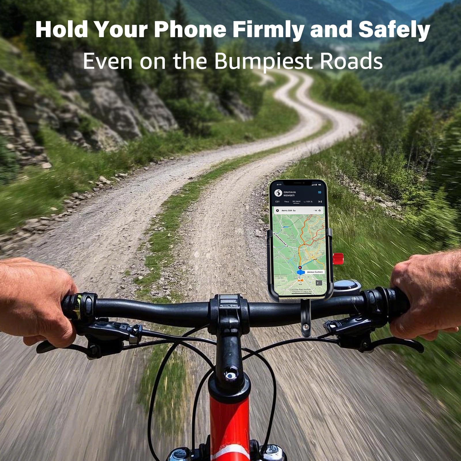 Premium Aluminum Bike Phone Mount - Universal Motorcycle & Bicycle Handlebar Phone Holder for iPhone 16 Pro Max/15/14/13/12 Mini & Samsung Galaxy - Perfect for Cycling, Commuting & Outdoor Adventures