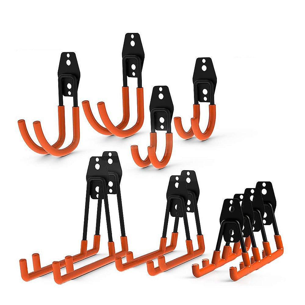 12 Pack Heavy Duty Steel Wall Mount Garage Hooks - Tool Storage Organizer for Workshop, Garage, Shed & Home Organization