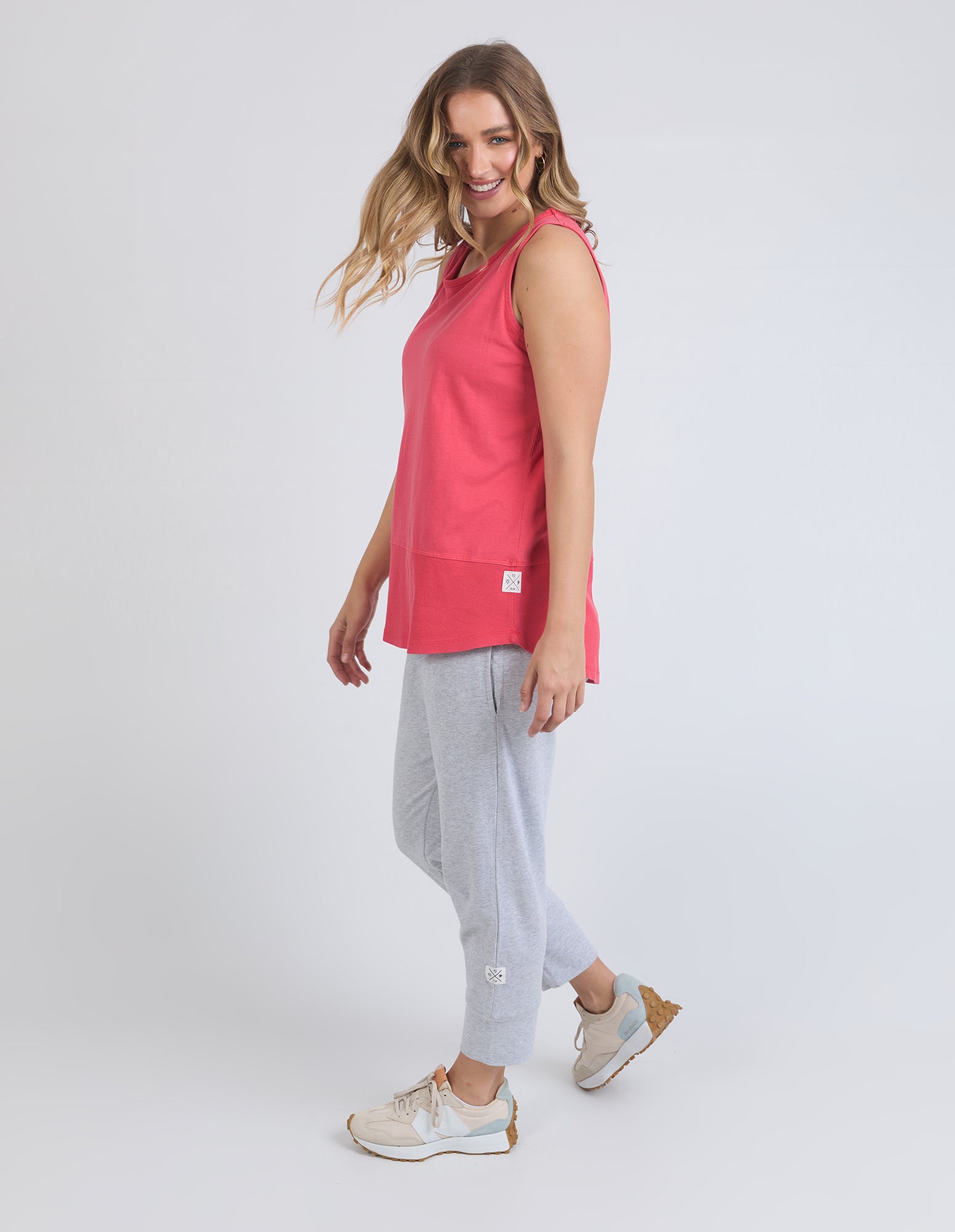 Elm Rib Tank Top for Women - Bittersweet Red Cotton Casual Tee | Perfect for Summer Outfits, Layering & Everyday Wear