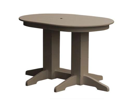 A & L Furniture Oval Dining Table with Free 2 Umbrella Holes - Perfect for Outdoor Patio, Garden, and Poolside Dining