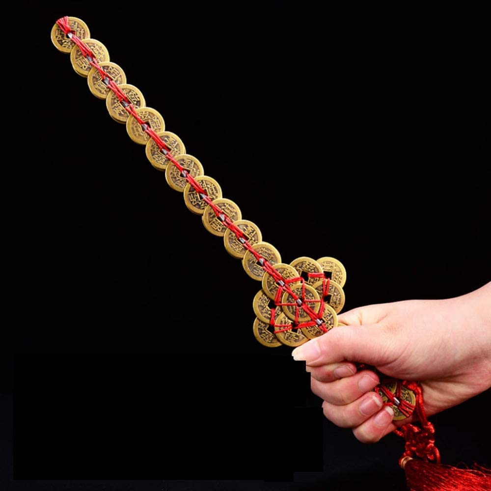 Authentic Chinese Feng Shui Copper Money Sword - Good Luck Charm for Fortune, Health & Wealth - Feng Shui Decor for Home & Office - Perfect Gift for Housewarming & Business Success